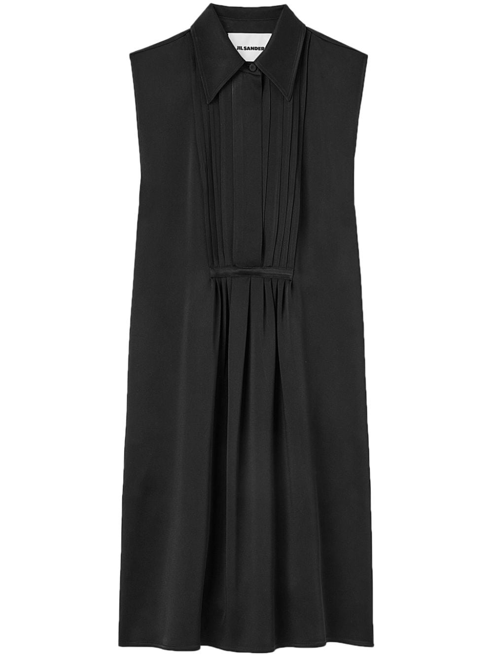 classic-collar satin-finish dress - 1