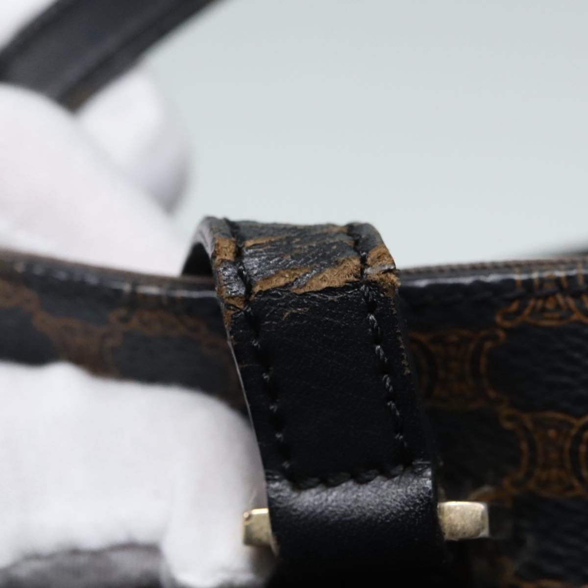 CELINE Macadam Canvas Hand Bag Pvc Black Gold - 9