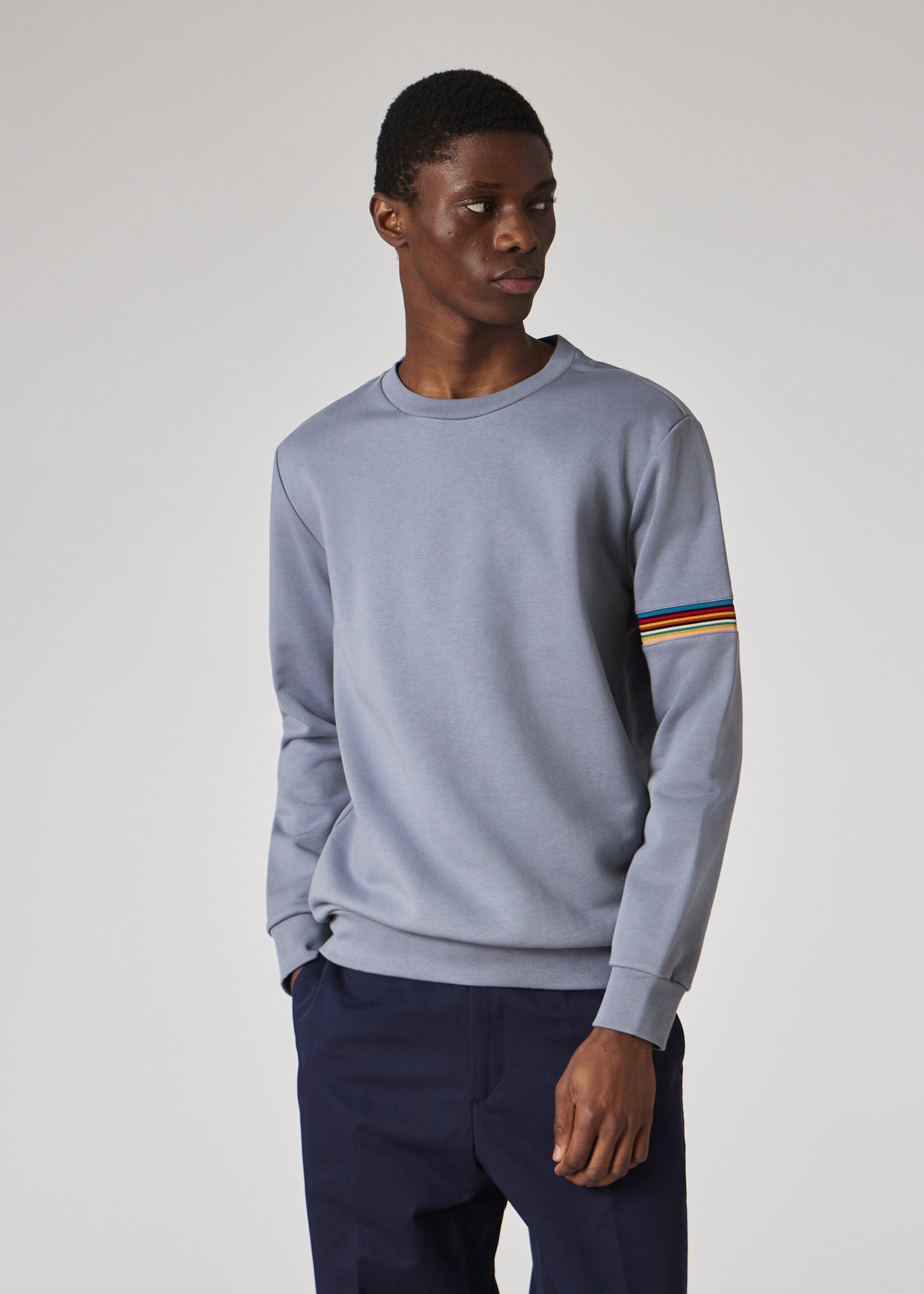 Grey 'Signature Stripe' Crew Neck Sweater - 4