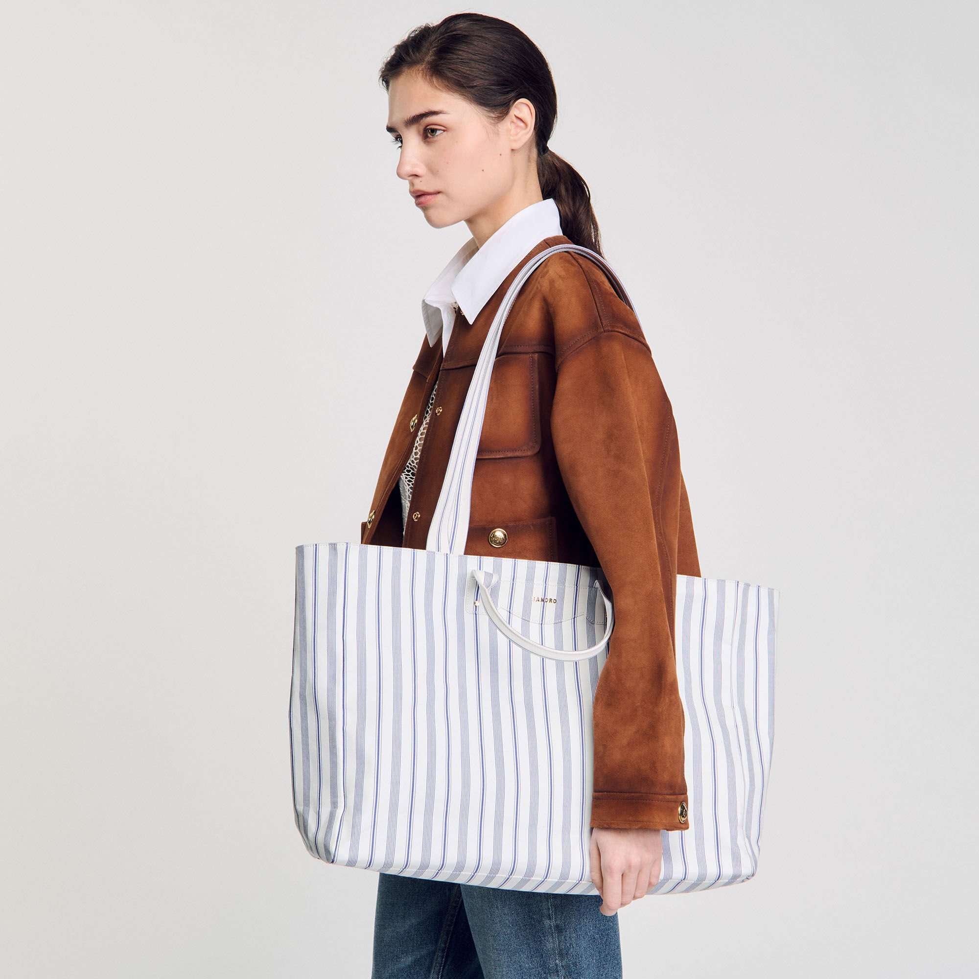 STRIPED CANVAS TOTE BAG - 6