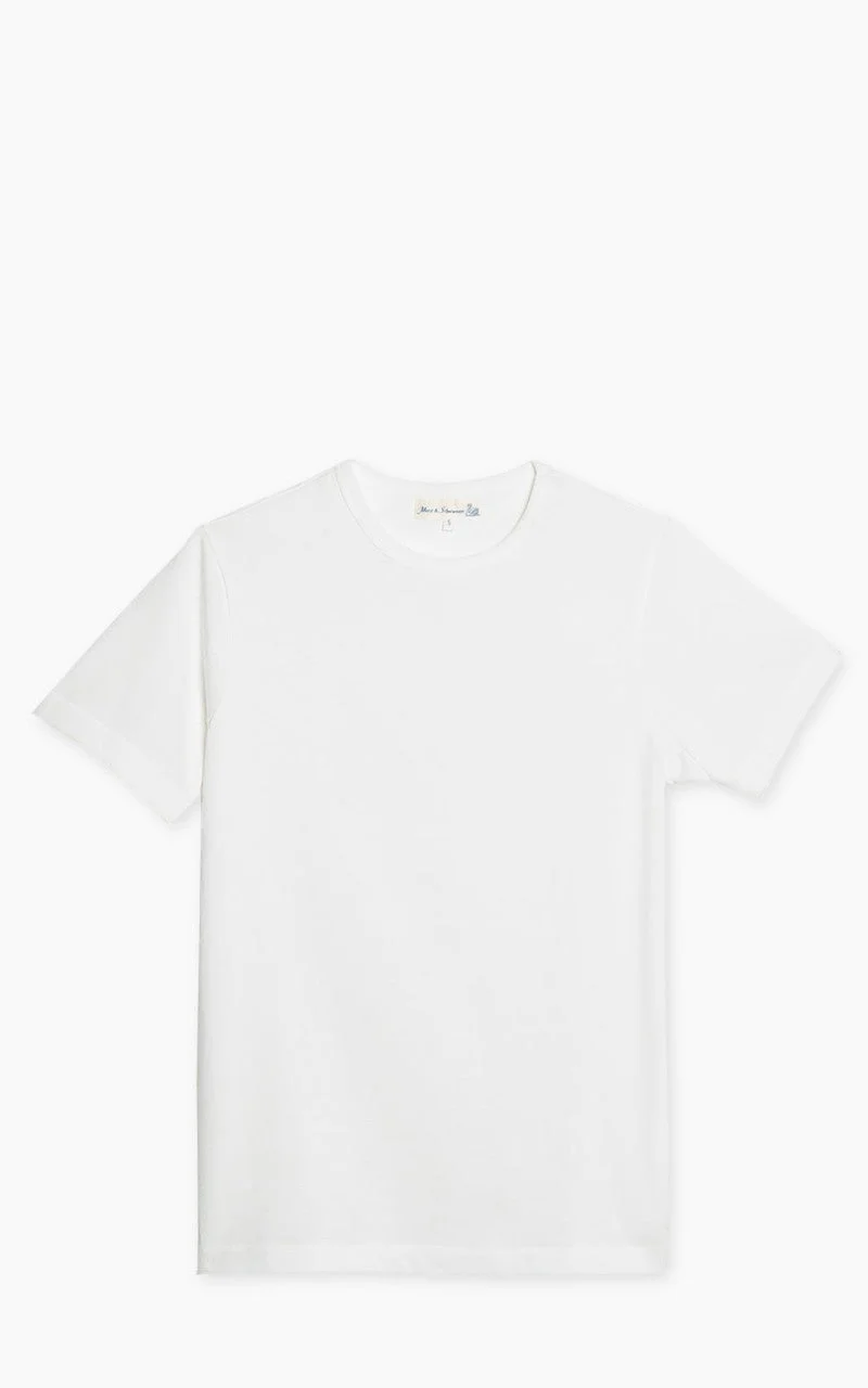 MERZ B. SCHWANEN 215 HEAVYWEIGHT CREW NECK TEE WHITE - 1