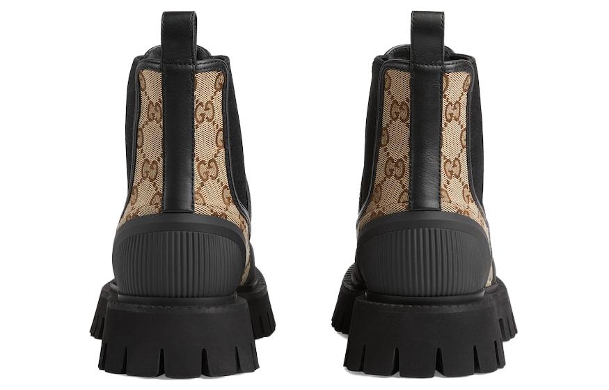 (WMNS) Gucci Casual Style Leather Logo Boots 'Beige Black' 751711-FABSQ-9751 - 5