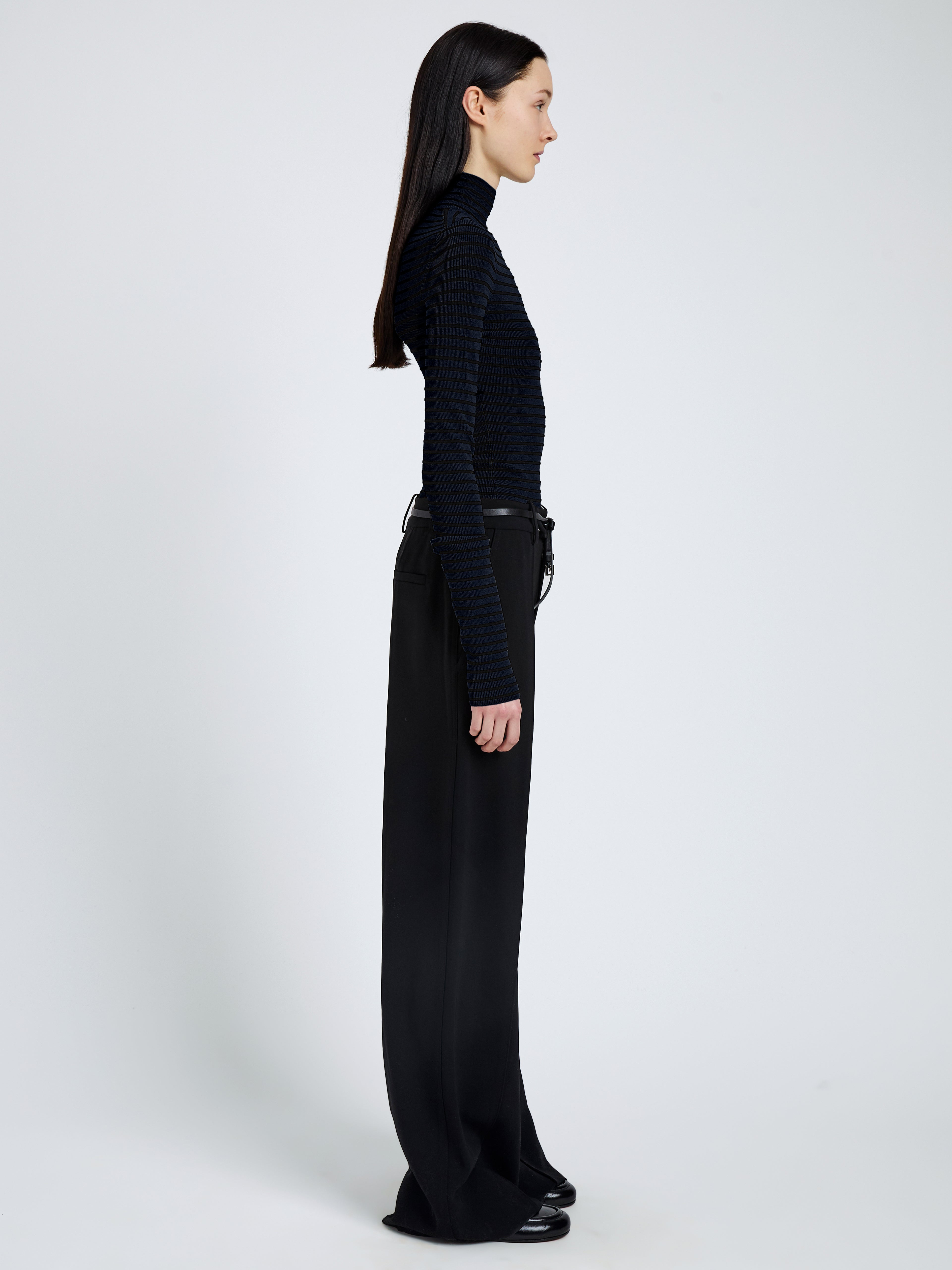 Didi Top in Matte Viscose Velvet Stripe - 4