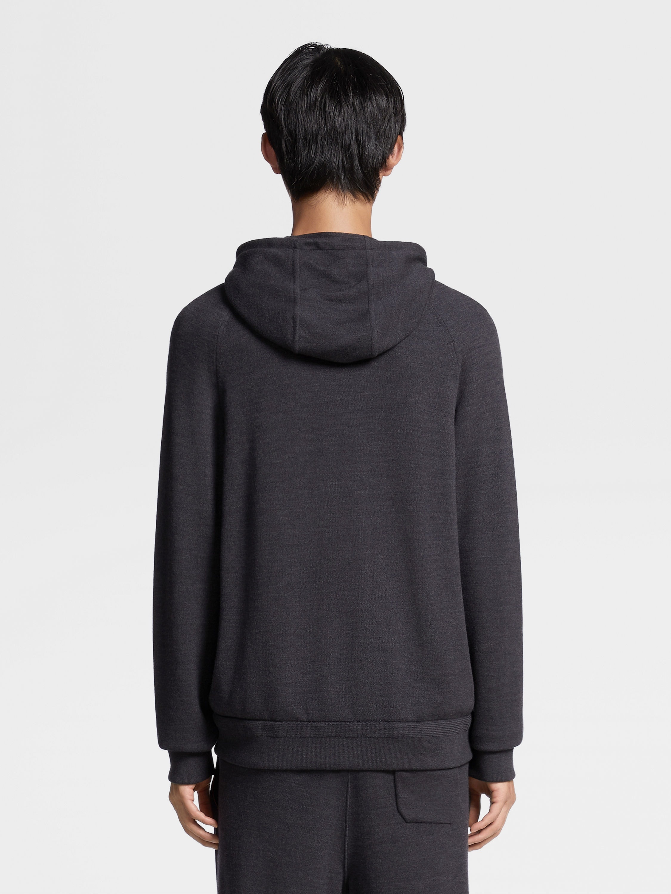 DARK GREY 12MILMIL12 WOOL FULL ZIP HOODIE - 3