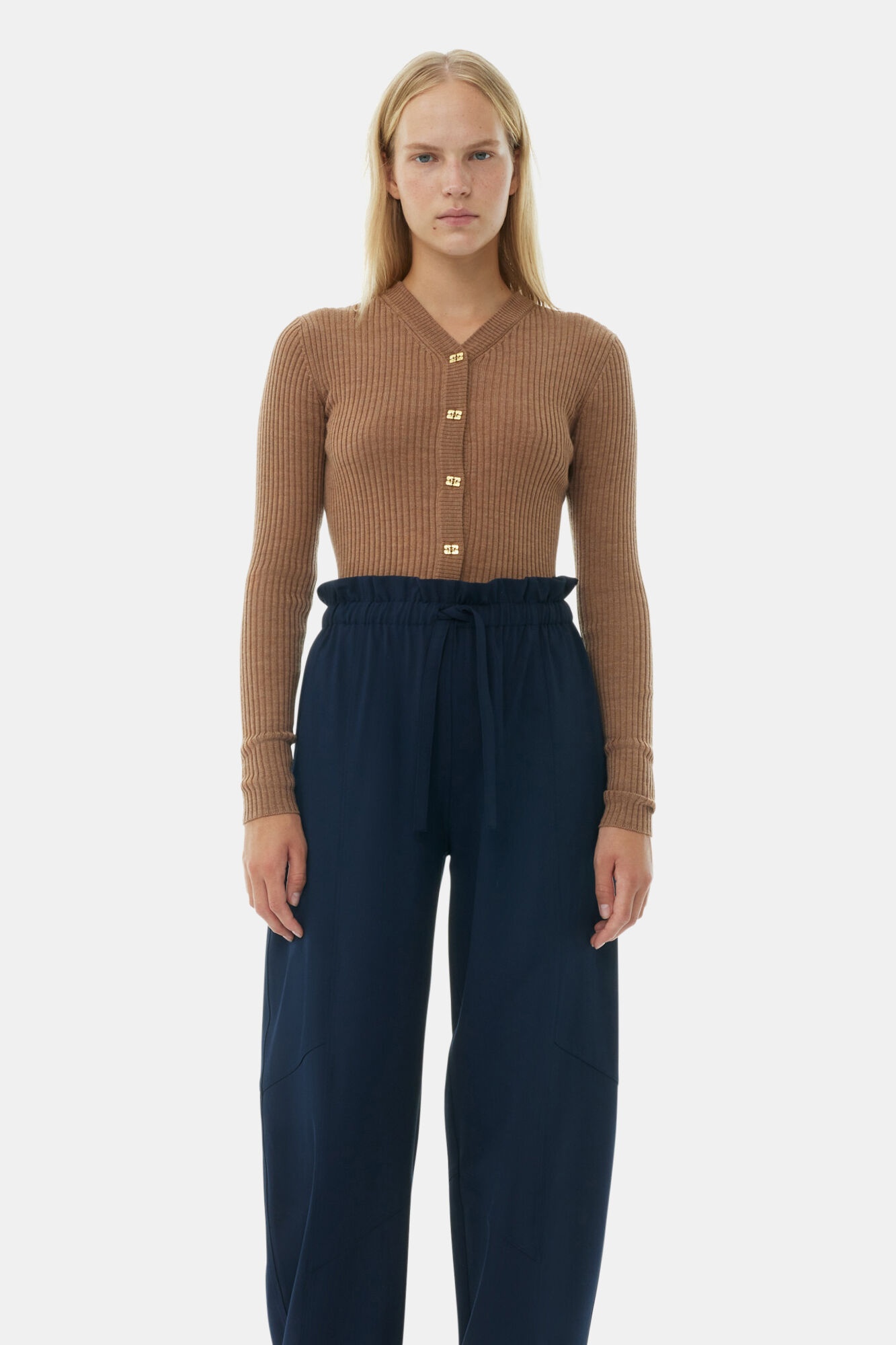 BLUE LIGHT ELASTICATED WAIST PANTS - 3