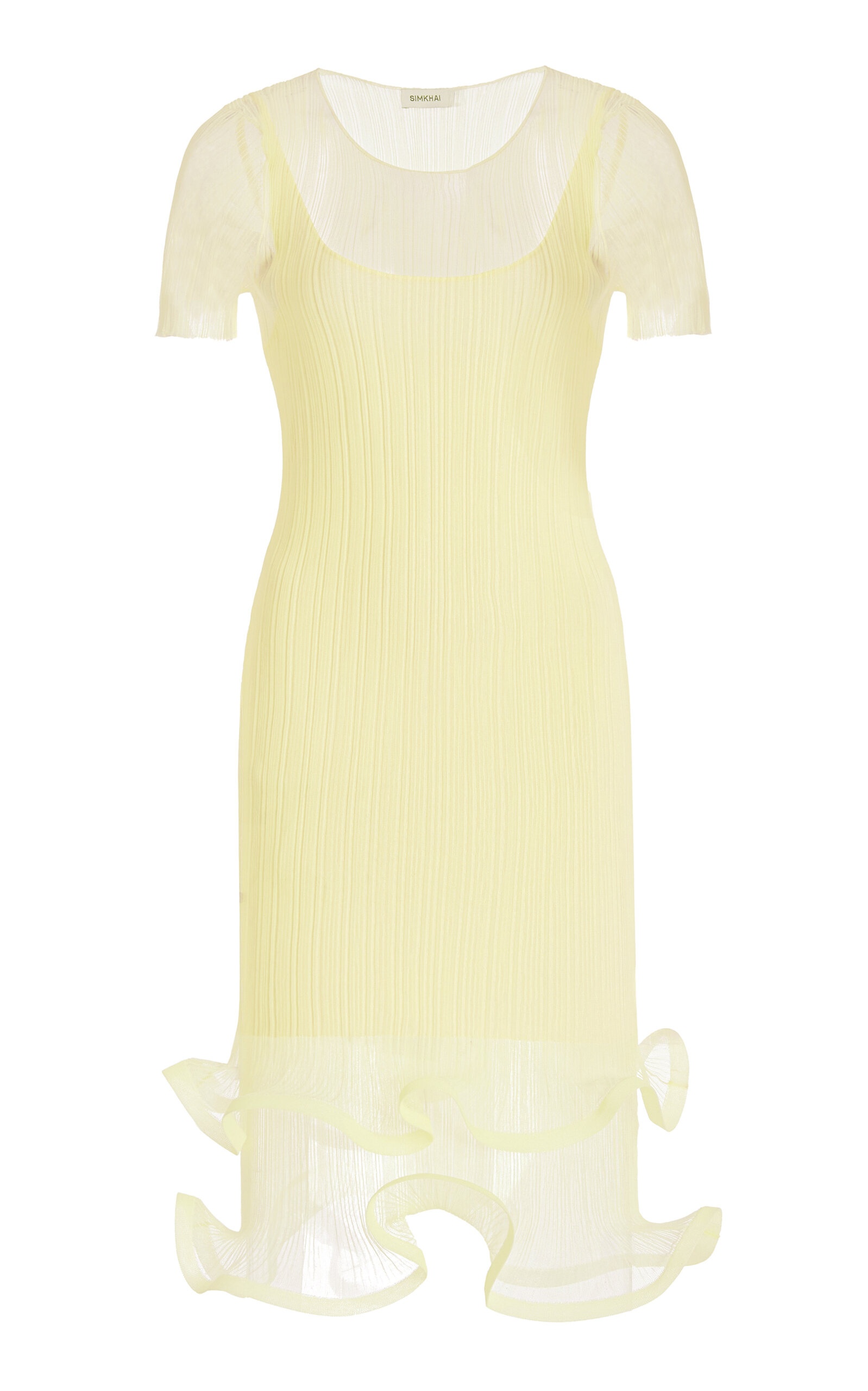 Jett Sheer Plissé Mini Dress yellow - 1