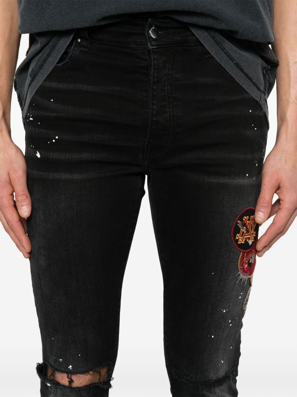 patch-detailing skinny jeans - 5