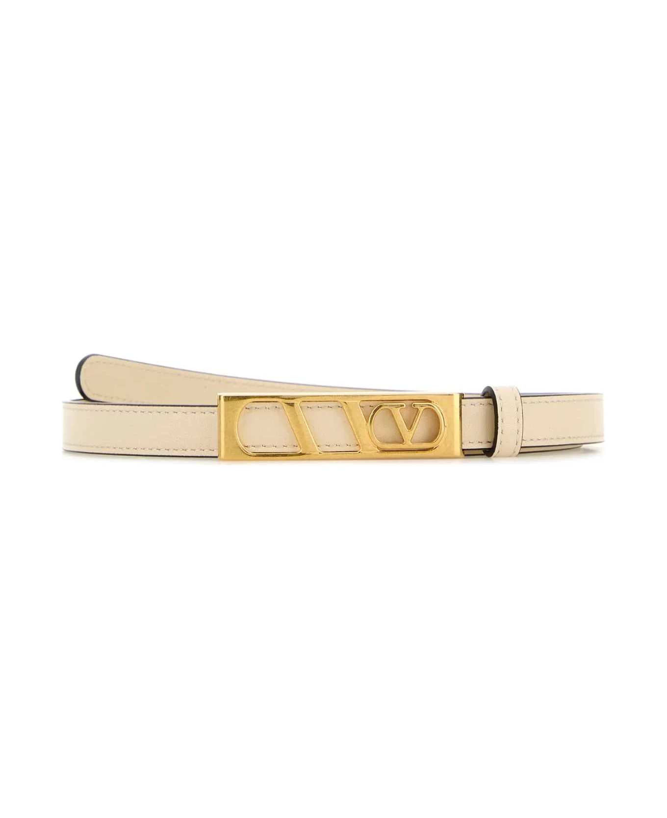 Ivory Leather Vlogo Signature Belt - 1
