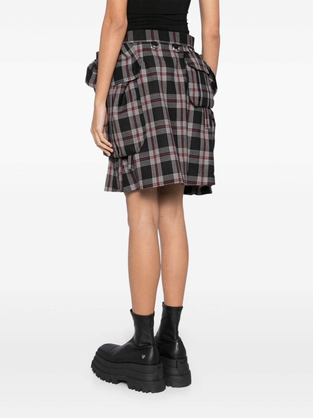 checked A-line skirt - 4