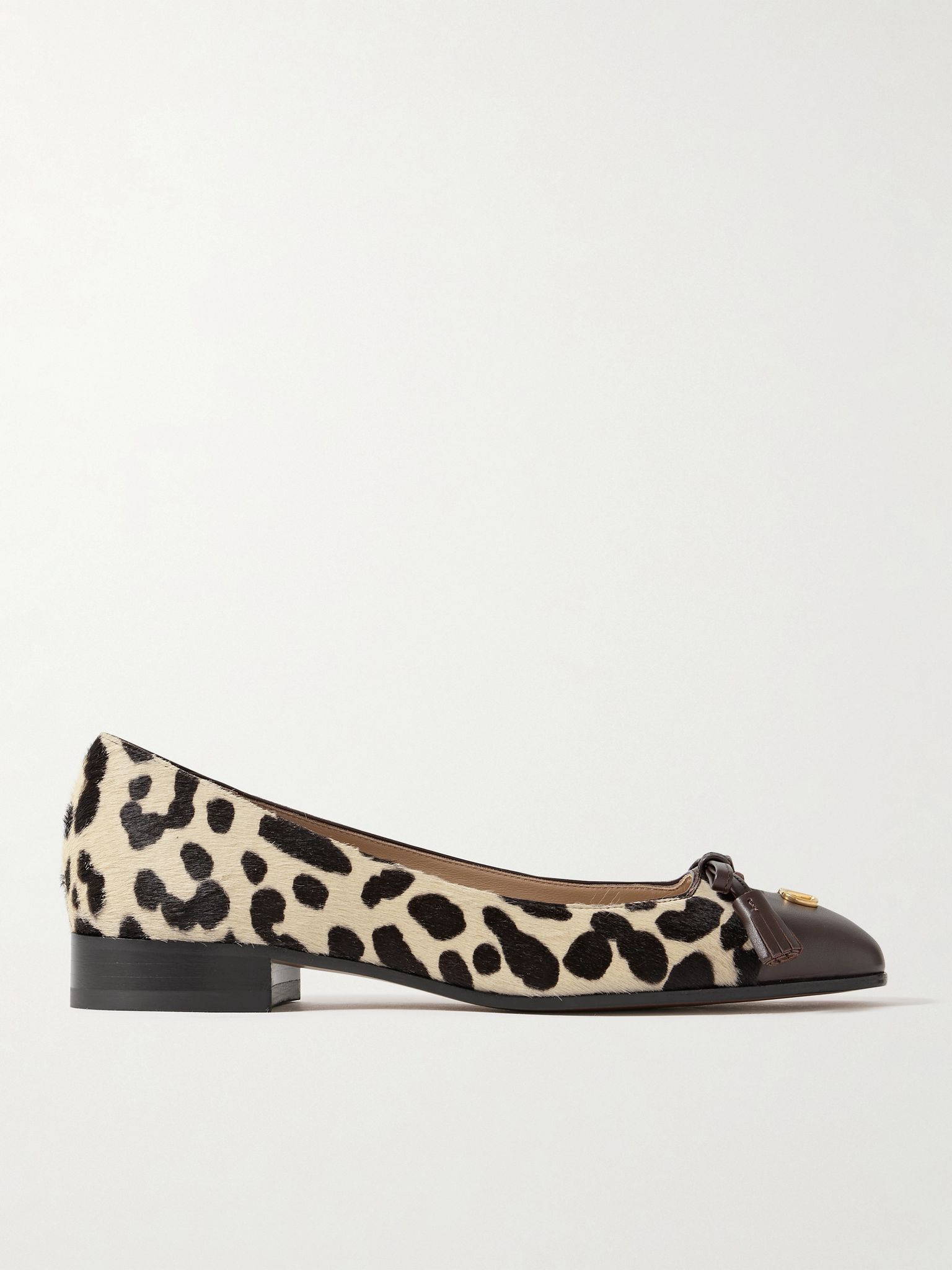 Ballerina leather-trimmed leopard-print calf hair flats Leopard print - 1