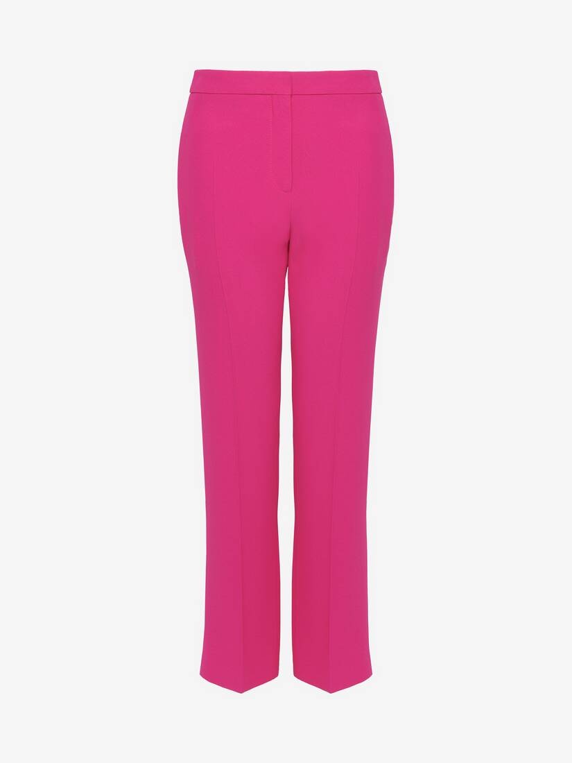 Women's Leaf Crepe Cigarette Trousers in Orchid Pink - 1