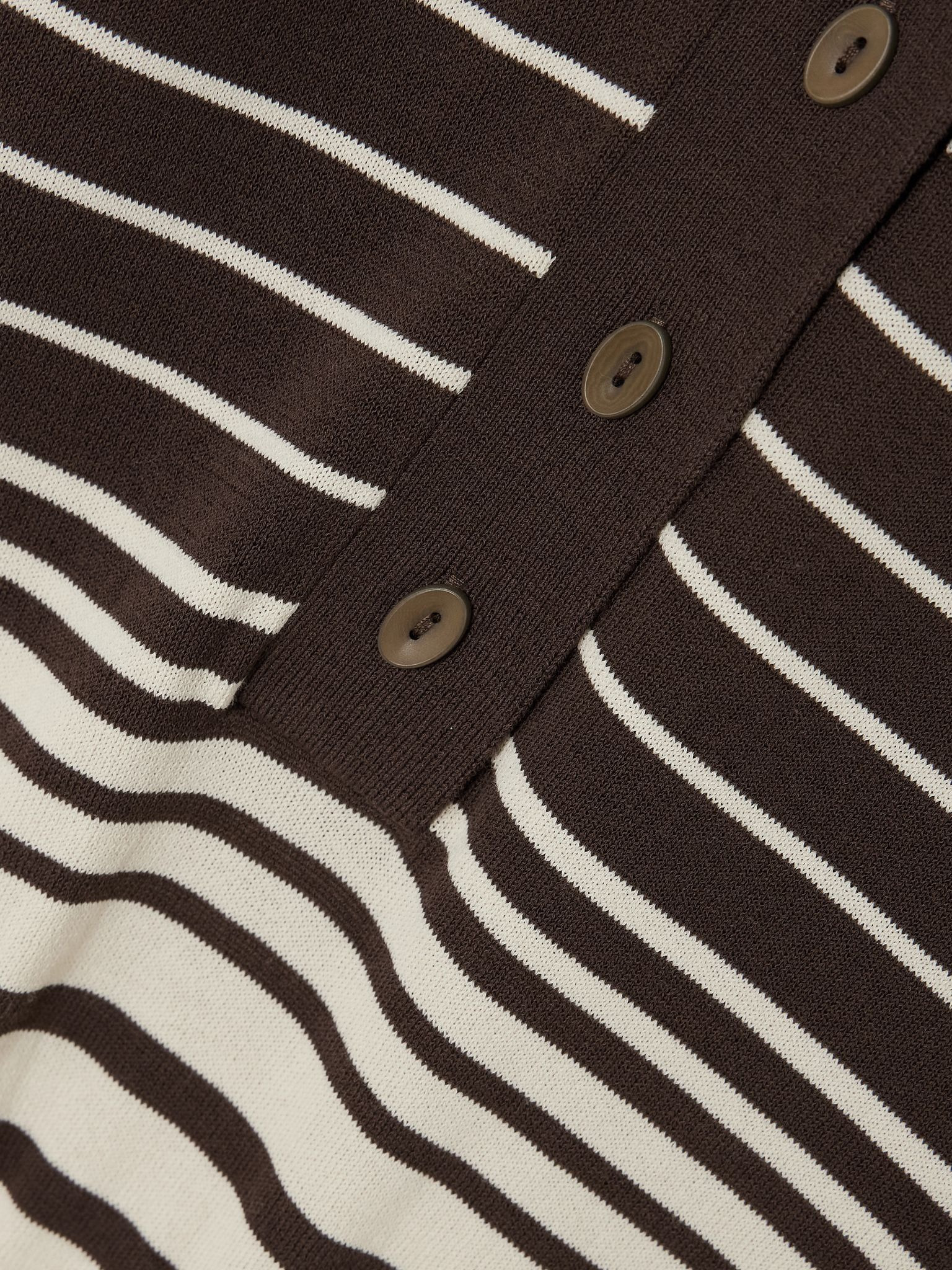 Sable cropped striped cotton-blend polo shirt Dark brown - 4