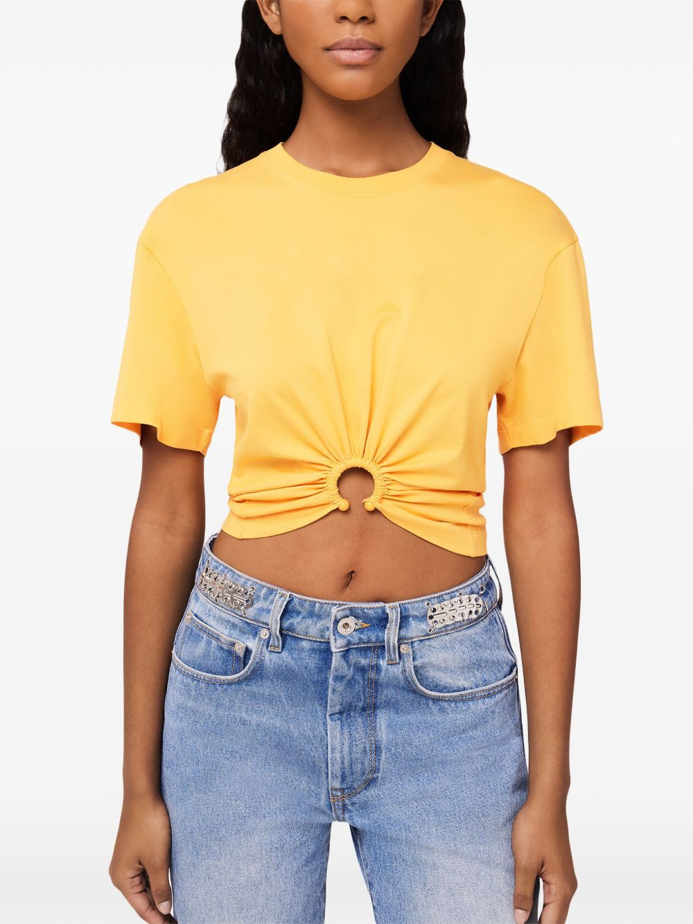 ring-detail cropped T-shirt - 4
