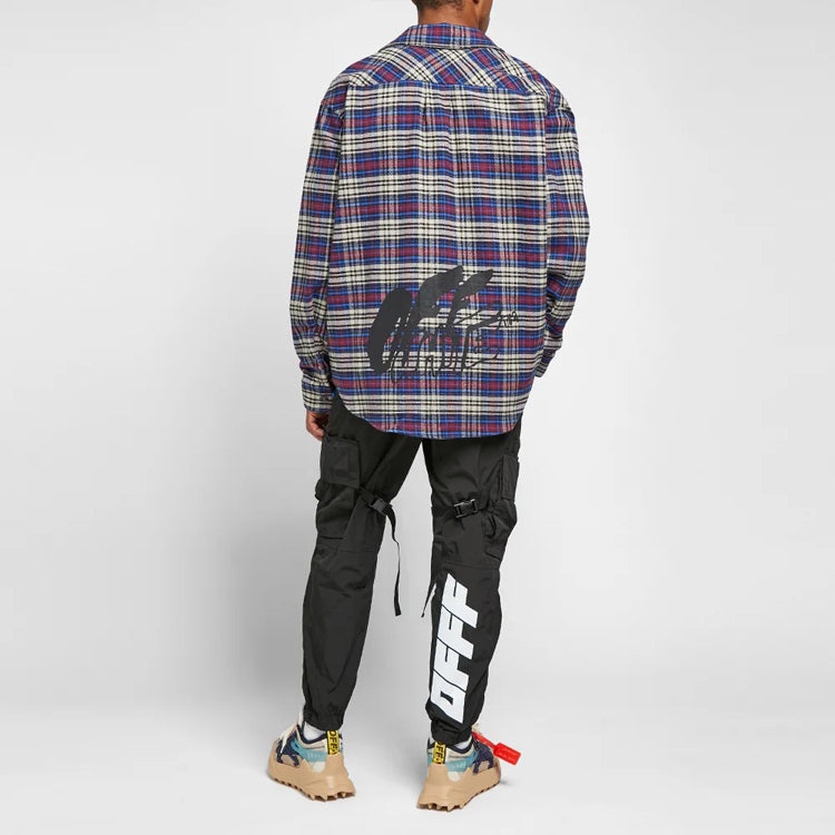 Off-White C/O VIRGIL ABLOH OW FLANNEL CHECK SHIRT BLUE OMGA091F19F330063010 - 4