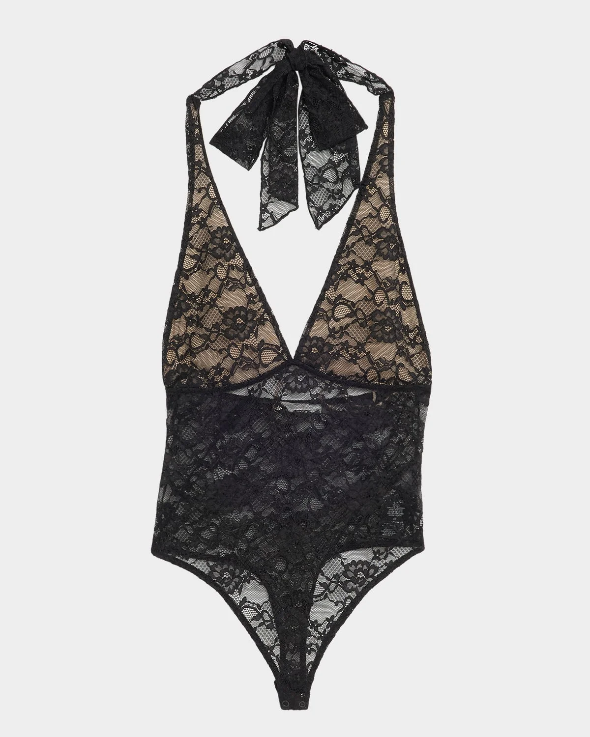 Lina Plunging V Lace Bodysuit - 1