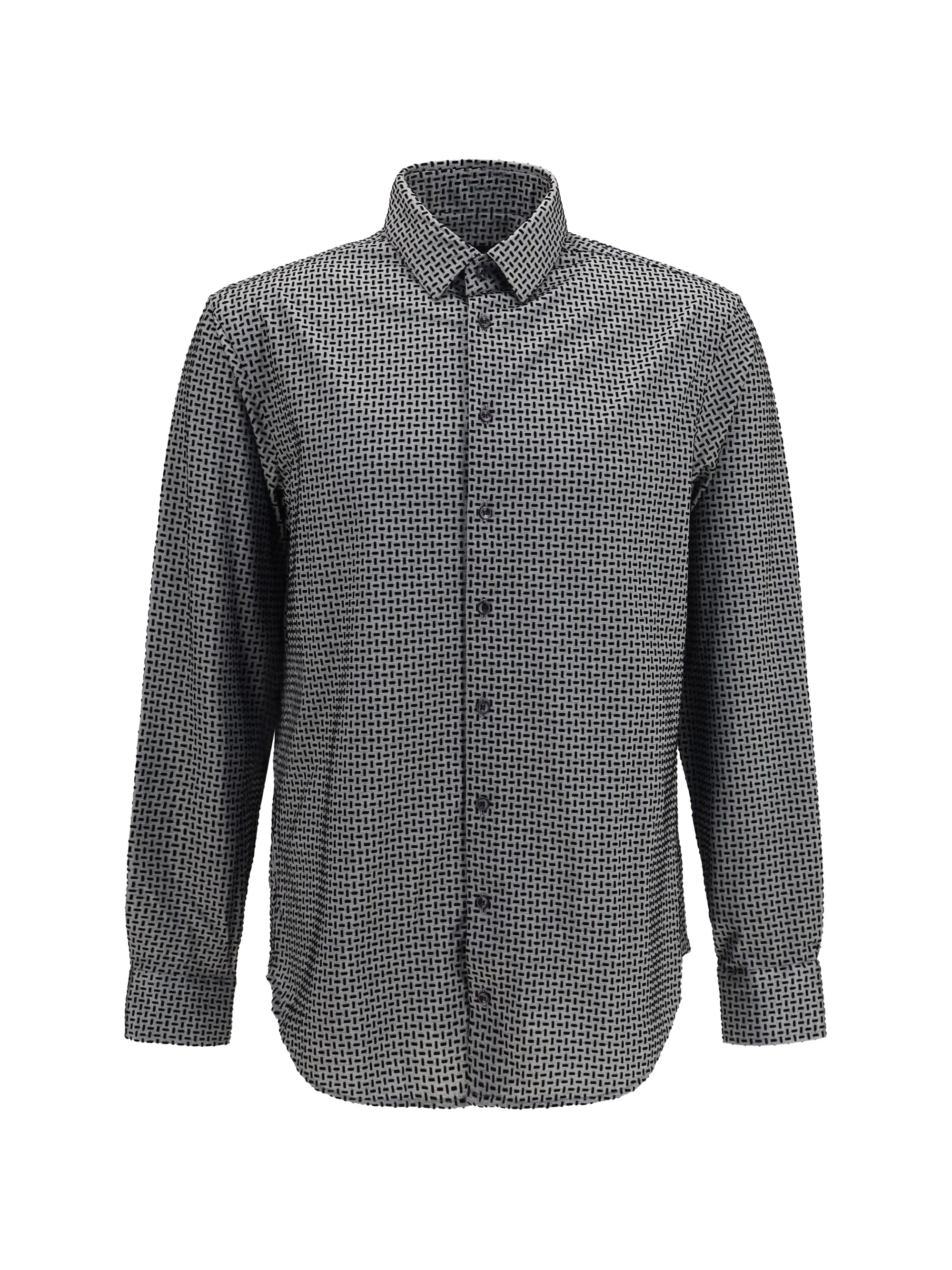 Giorgio Armani Geometric Flock Print Shirt — Gray - 1