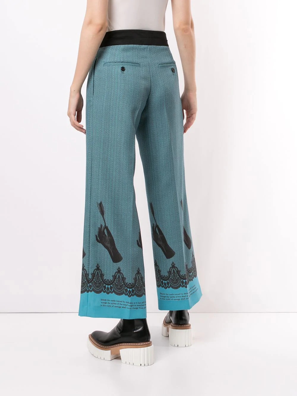 leg-print flared trousers - 4