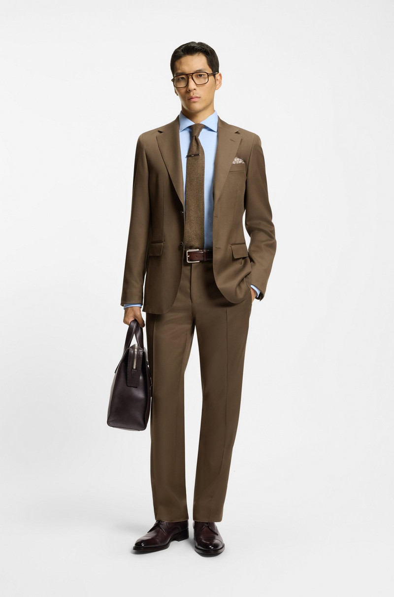 BOSS REGULAR-FIT TROUSERS IN VIRGIN AND TEXTURED WOOL outlook