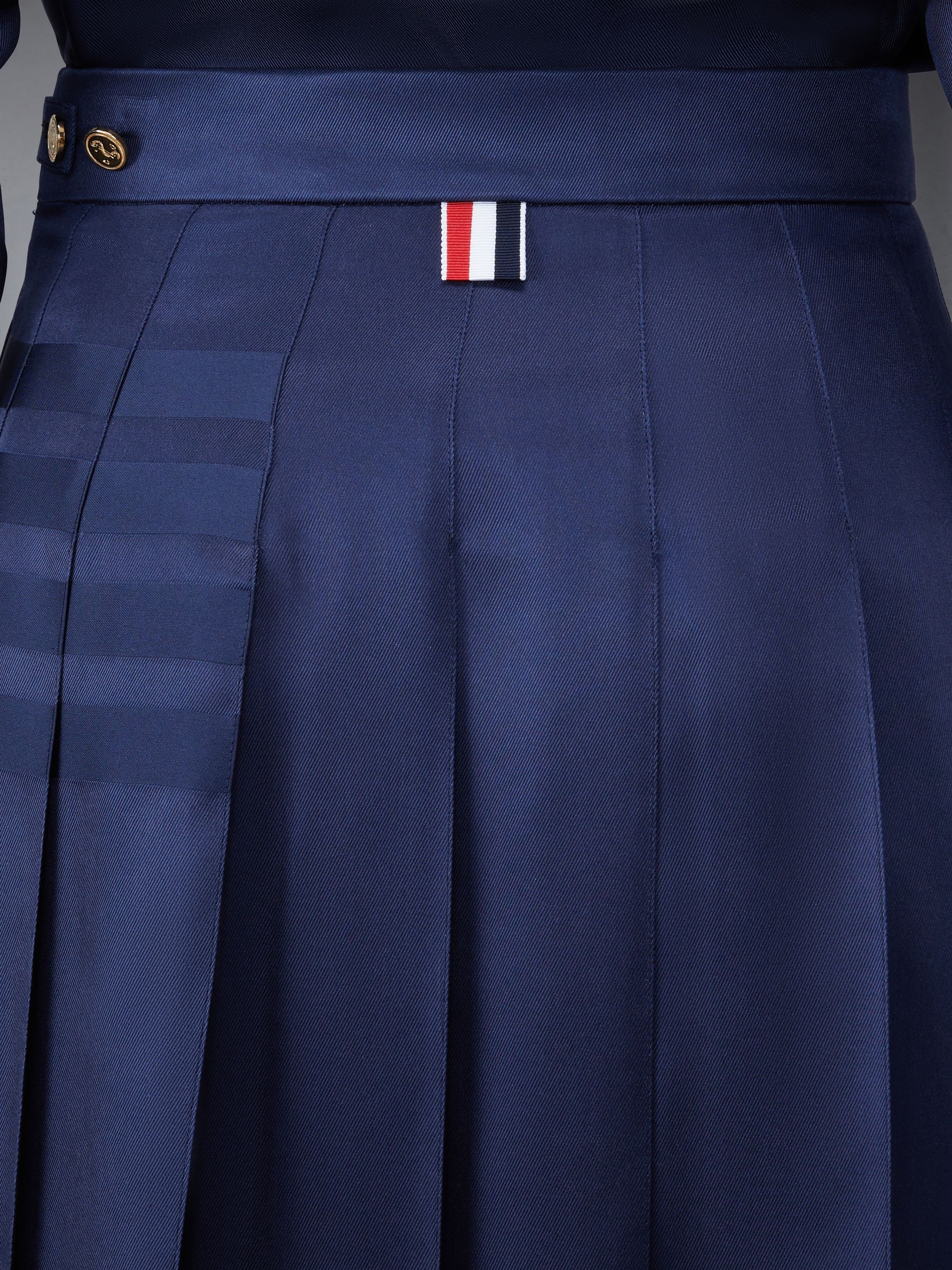 Silk Twill 4-Bar Midi Pleated Skirt - 5