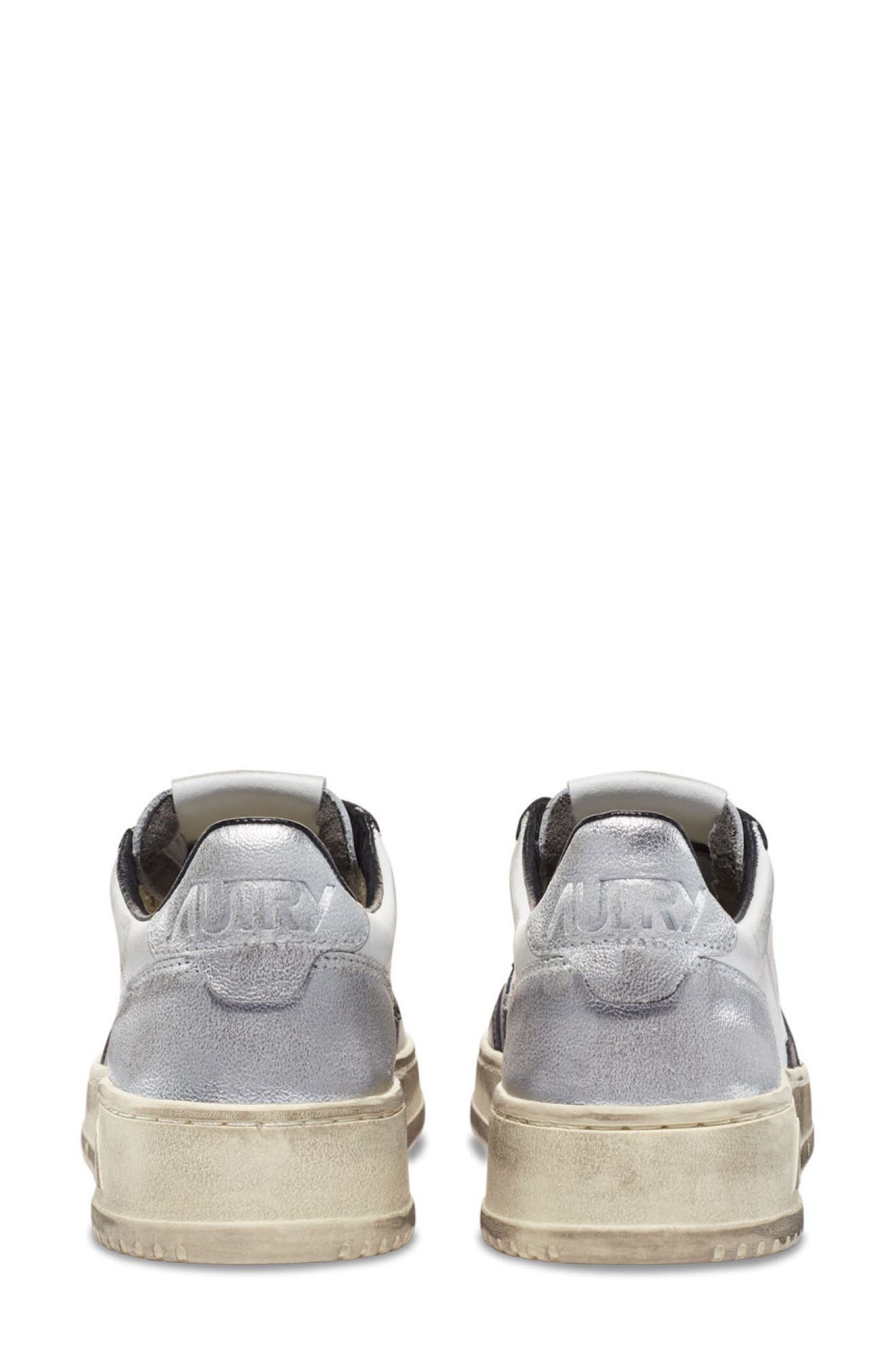 AUTRY Super Low Sneaker in White Black Silver at Nordstrom - 5