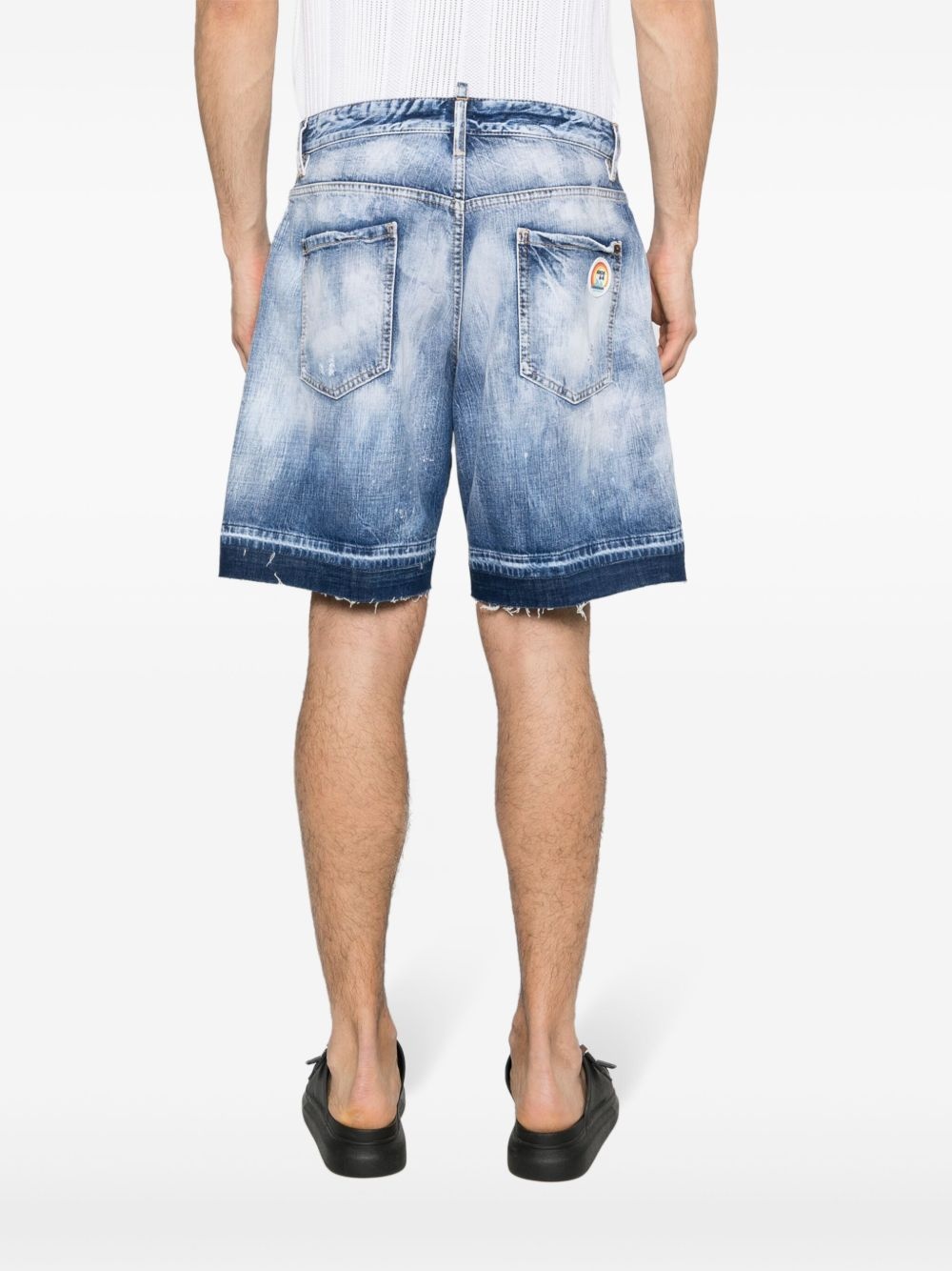 distressed washed-denim shorts - 4