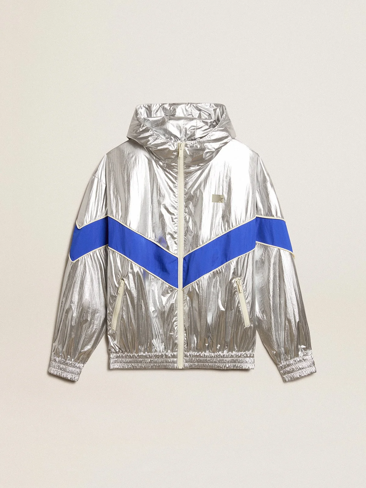 Women’s windcheater in silver technical fabric - 1