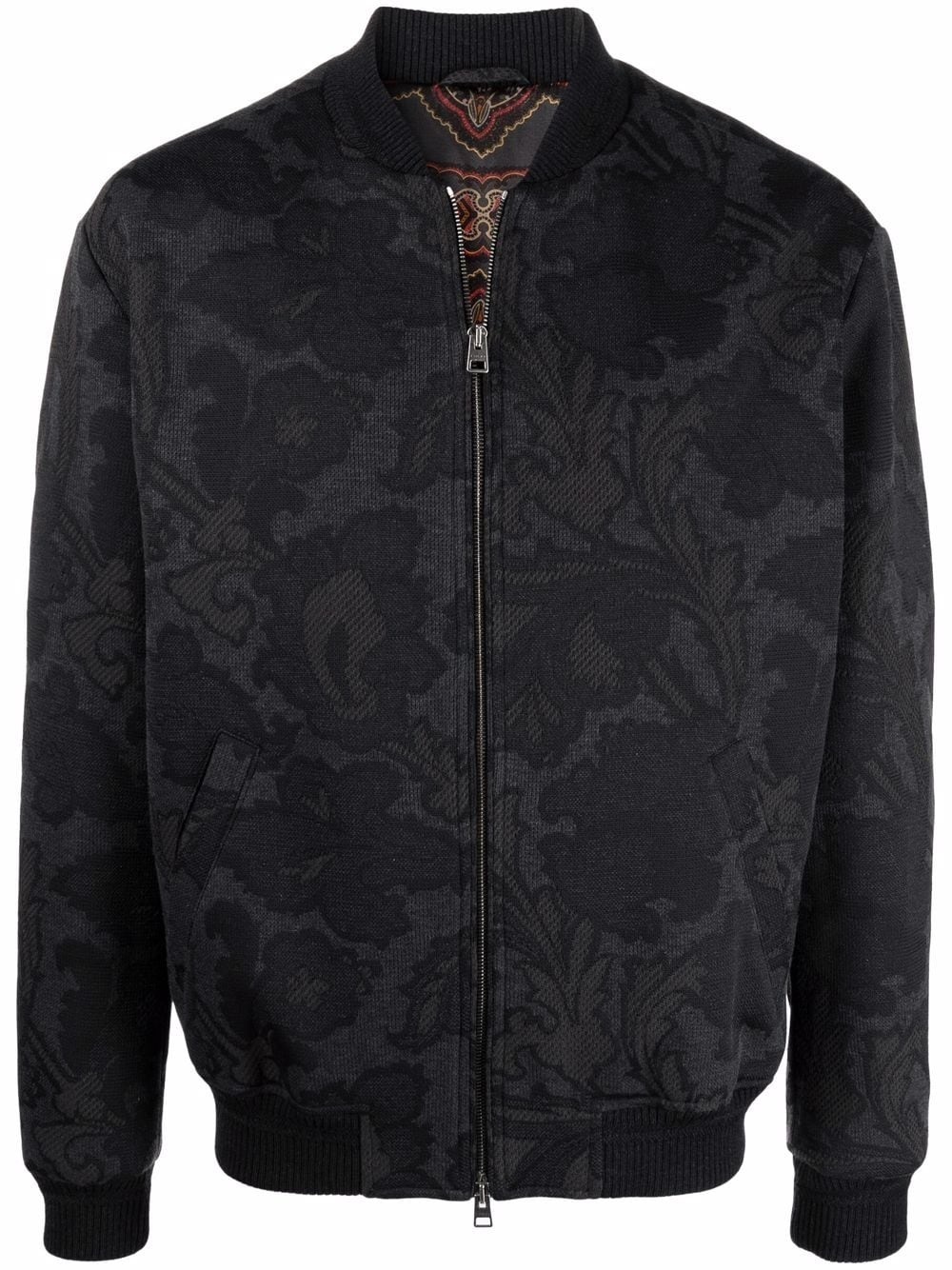 floral-jacquard bomber jacket - 1