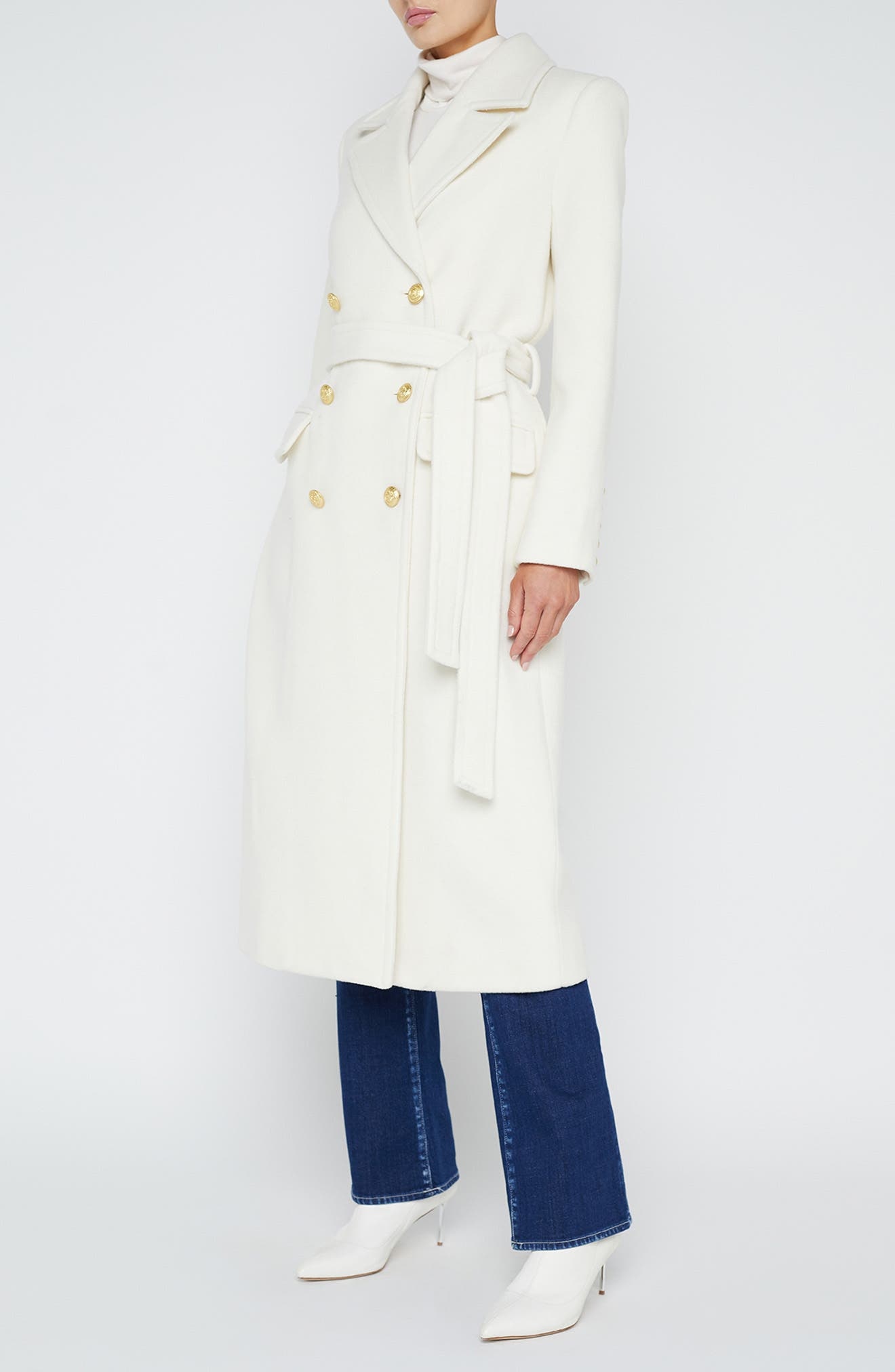 L'AGENCE Olina Belted Wool Blend Trench Coat in Ivory at Nordstrom - 2