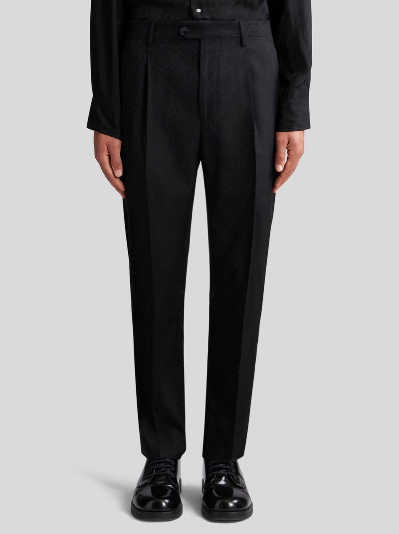 WOOL AND COTTON JACQUARD TROUSERS - 1