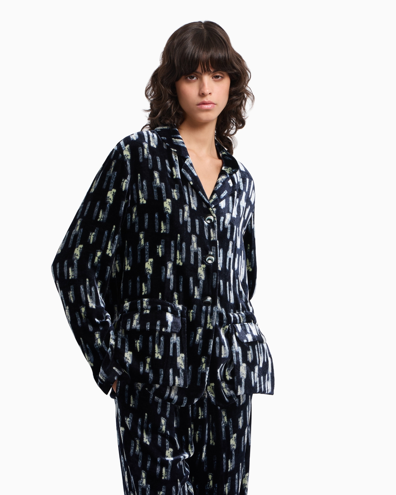 PRINTED VELVET SINGLE-BREASTED BLAZER - 4