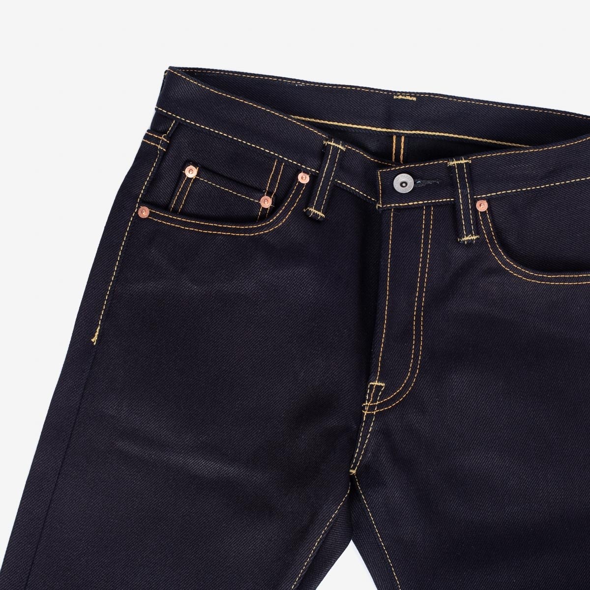 IH-777-XHSib 25oz Selvedge Denim Slim Tapered Cut Jeans - Indigo/Black - 3