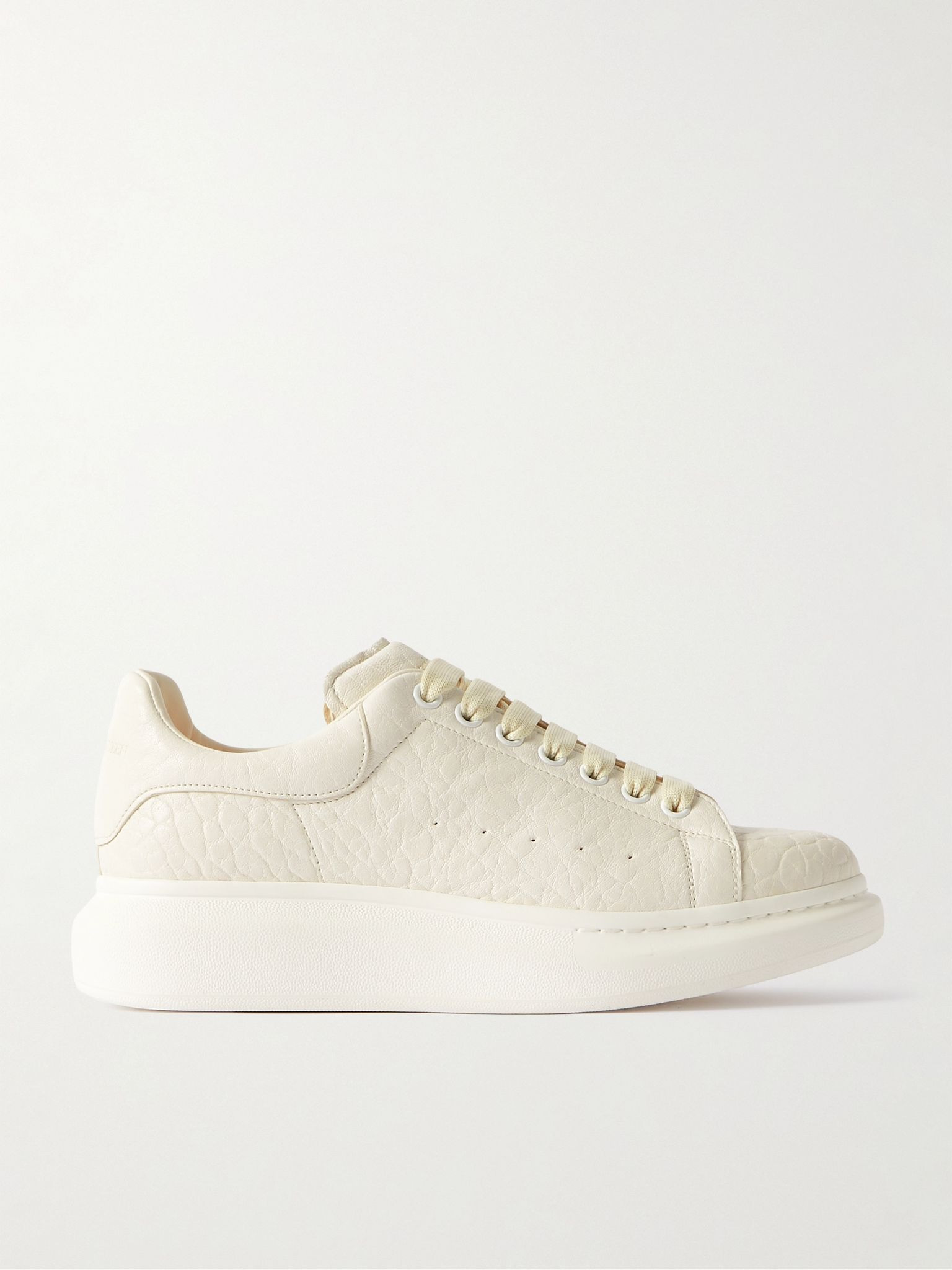 Exaggerated-Sole Textured-Leather Sneakers Off-white - 1