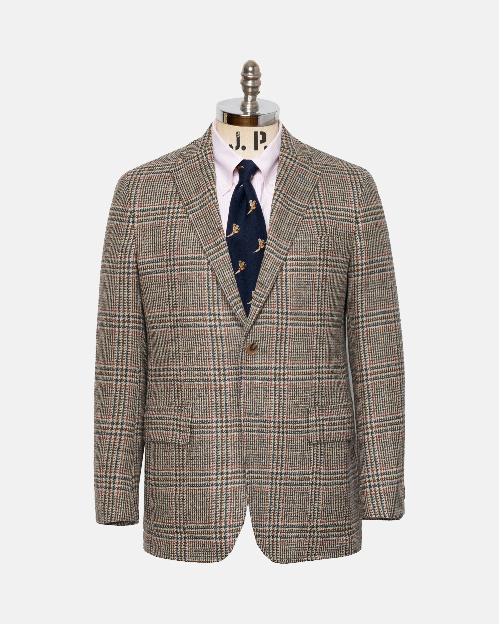 MADE-IN-USA MAGEE DONEGAL MIST LIGHT BROWN GLEN PLAID SPORT COAT - 1