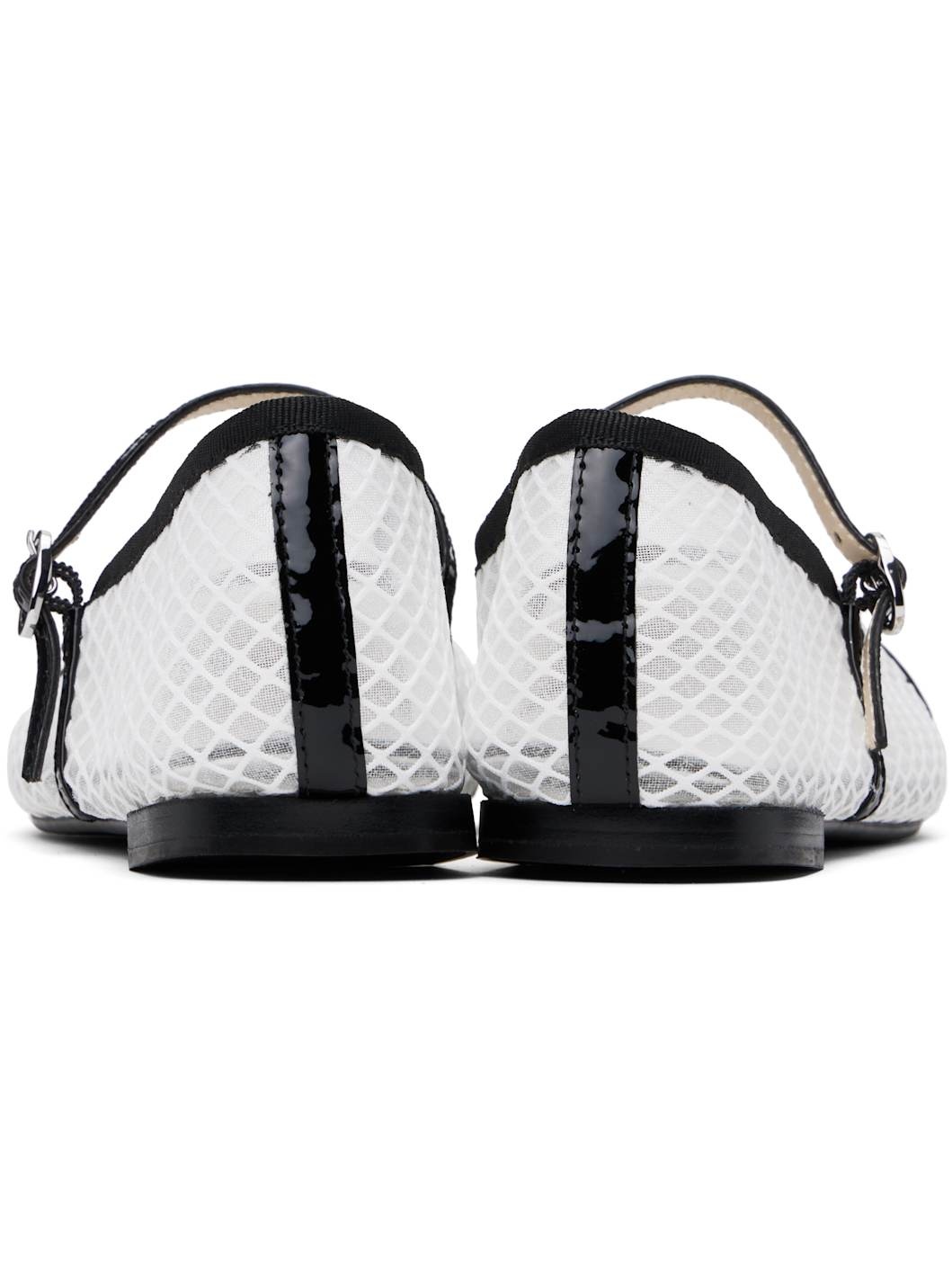 White & Black Georgiana Mesh Mary-Jane Ballerina Flats - 2