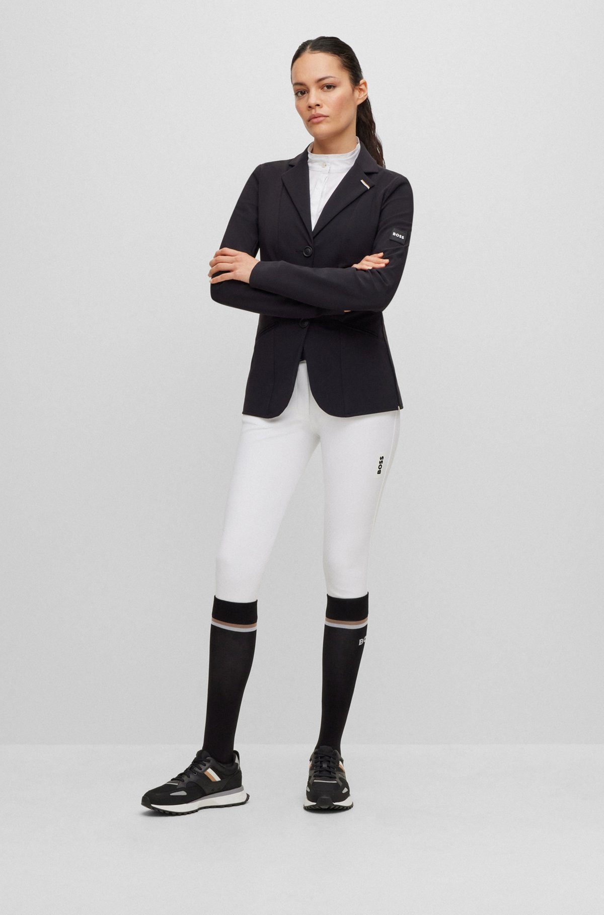 EQUESTRIAN SLIM-FIT SHOW BLOUSE IN MIXED MATERIALS - 2