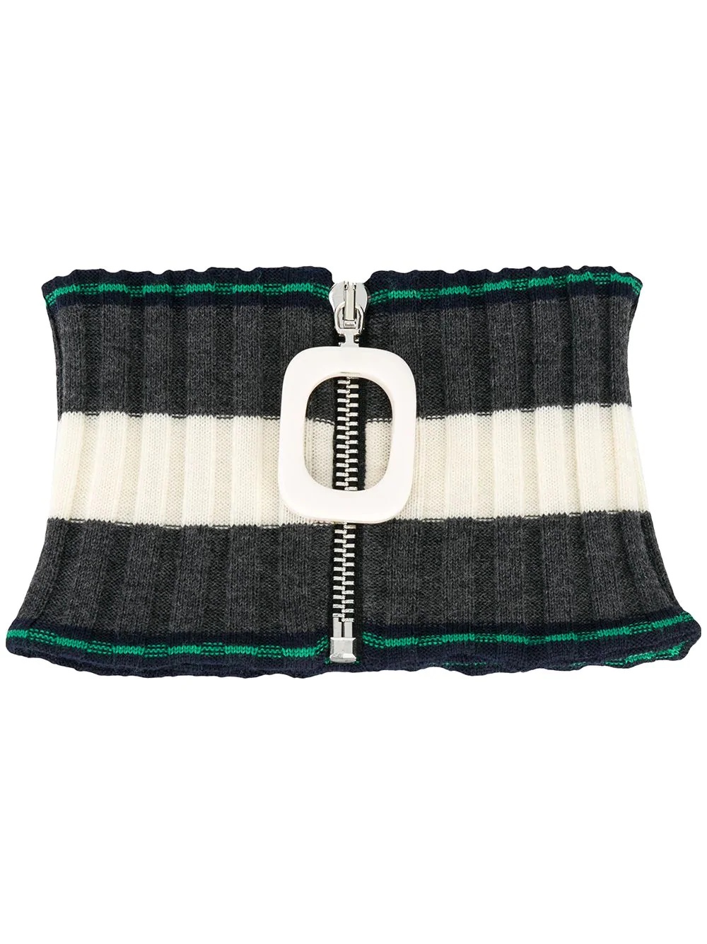 zip-front striped neckband - 1