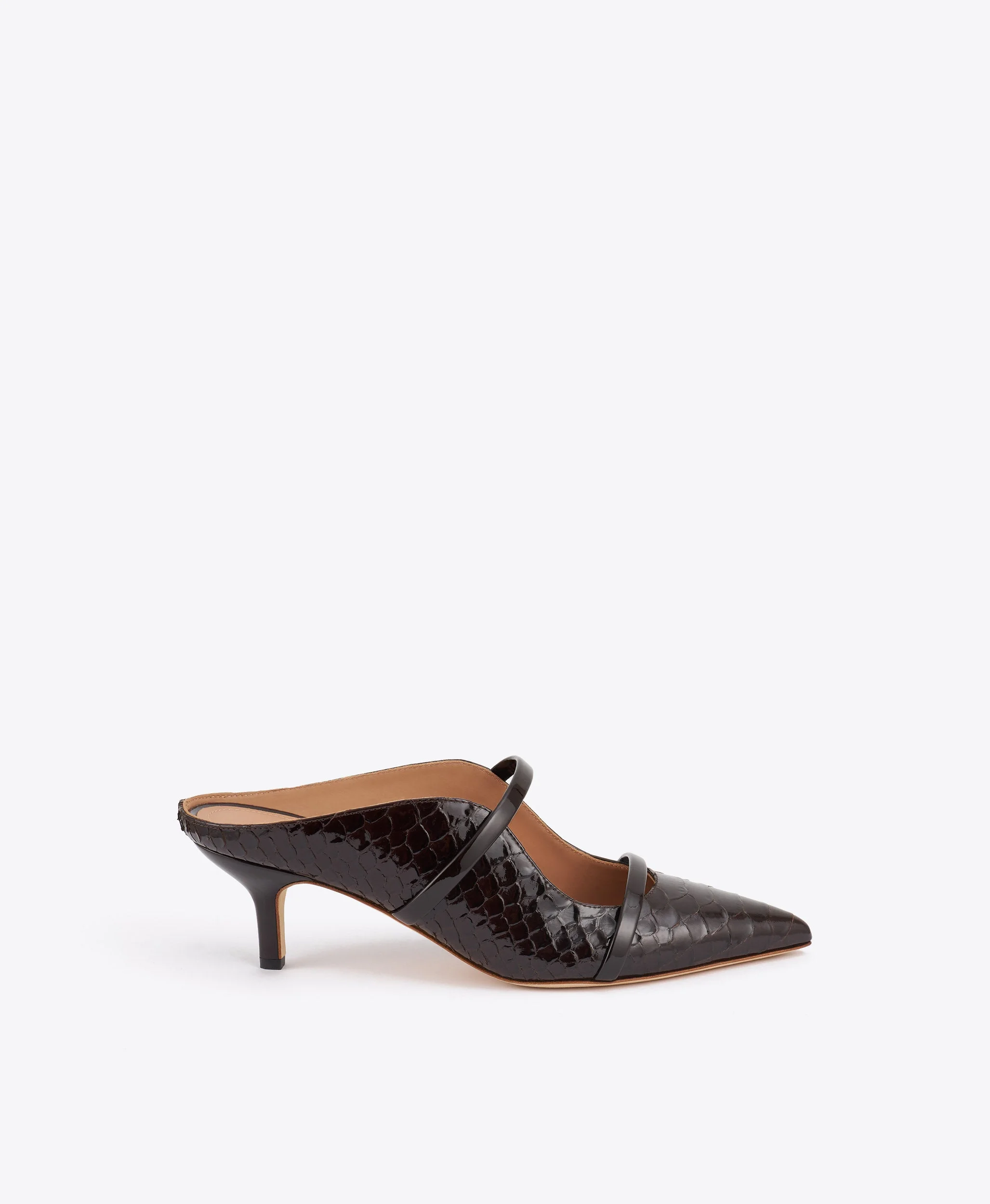 Maureen 45 Dark Brown Embossed Leather Mules - 1