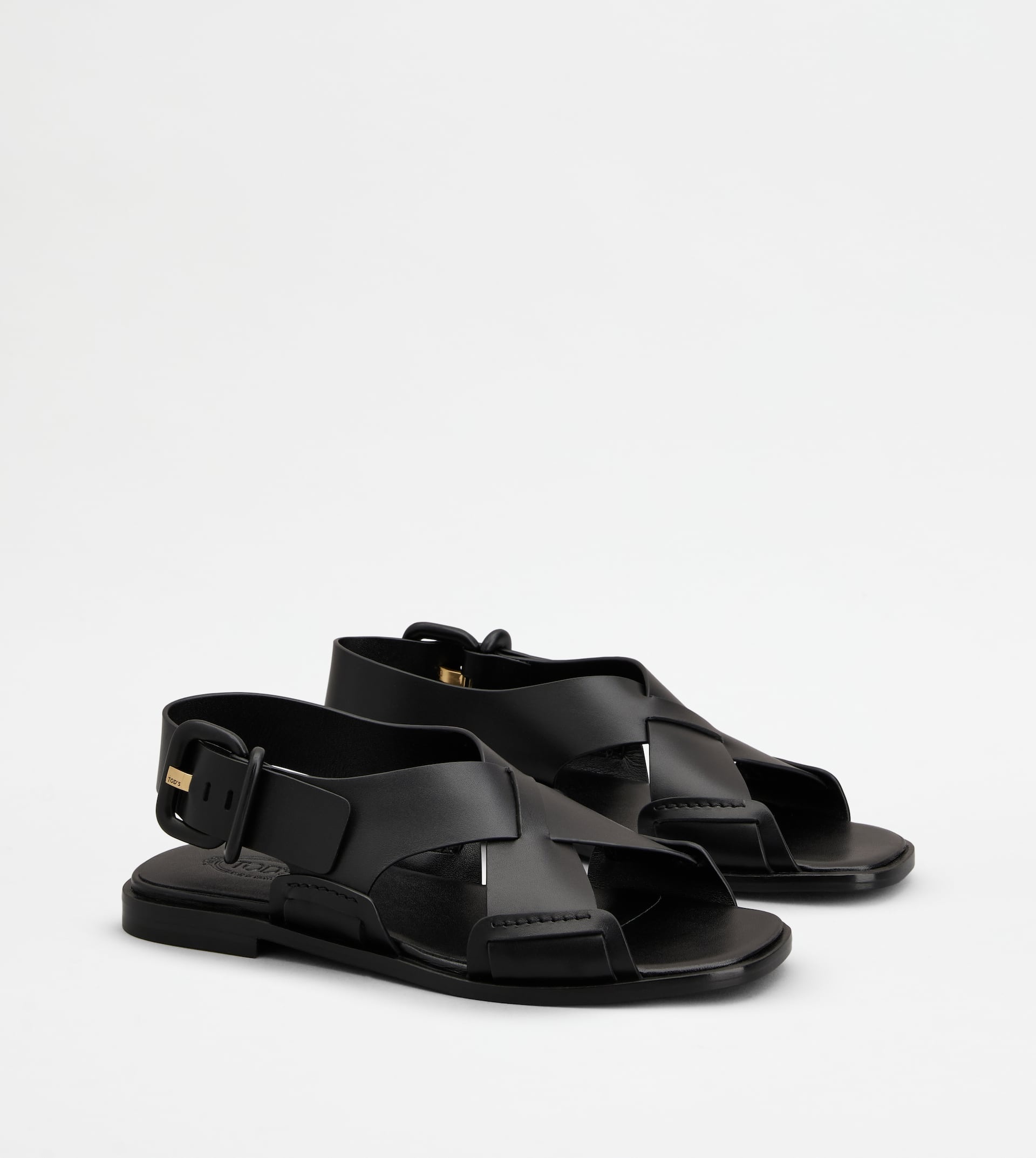 SANDALS IN LEATHER - BLACK - 2
