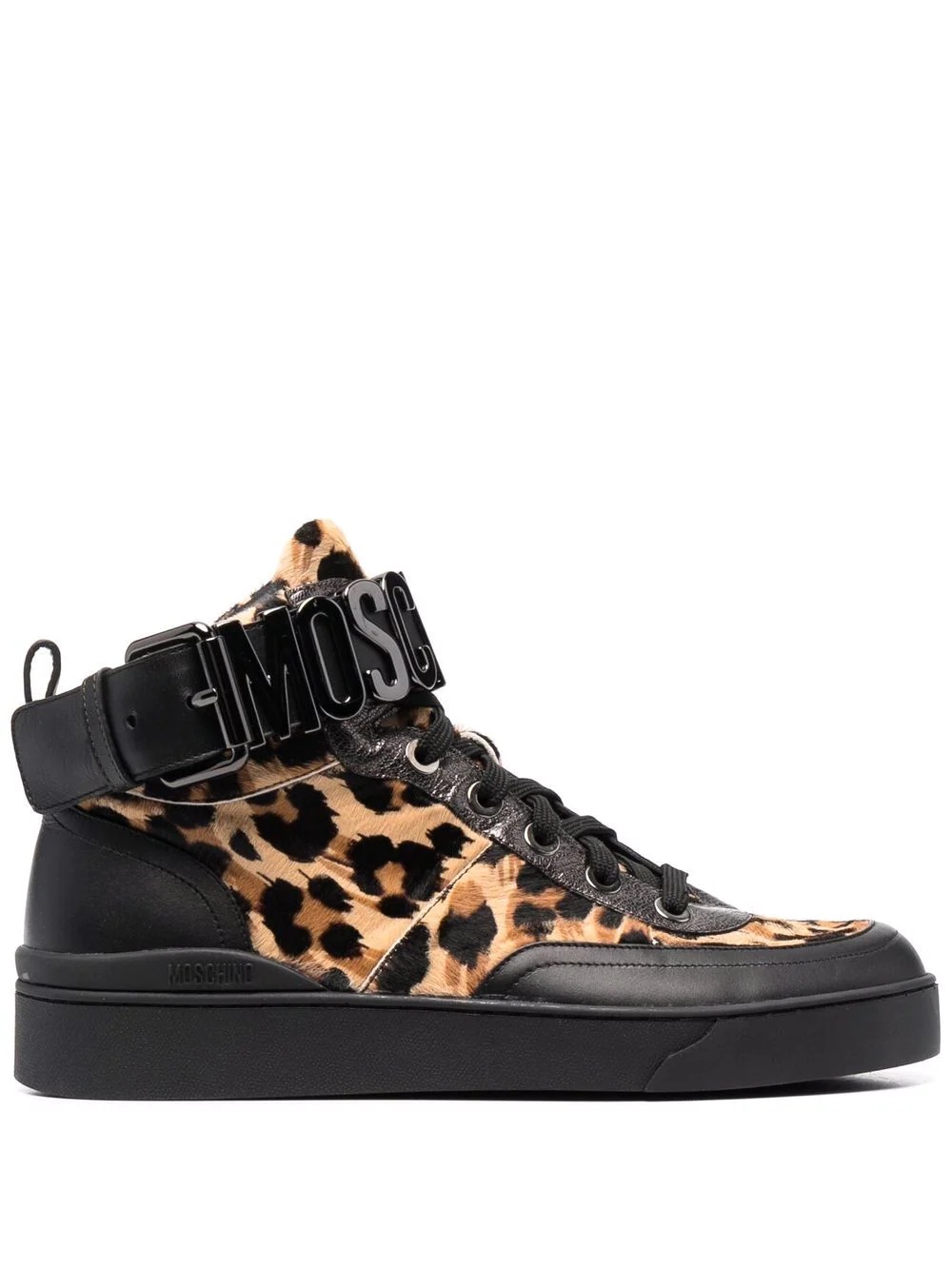 leopard-print logo high-top sneakers - 1