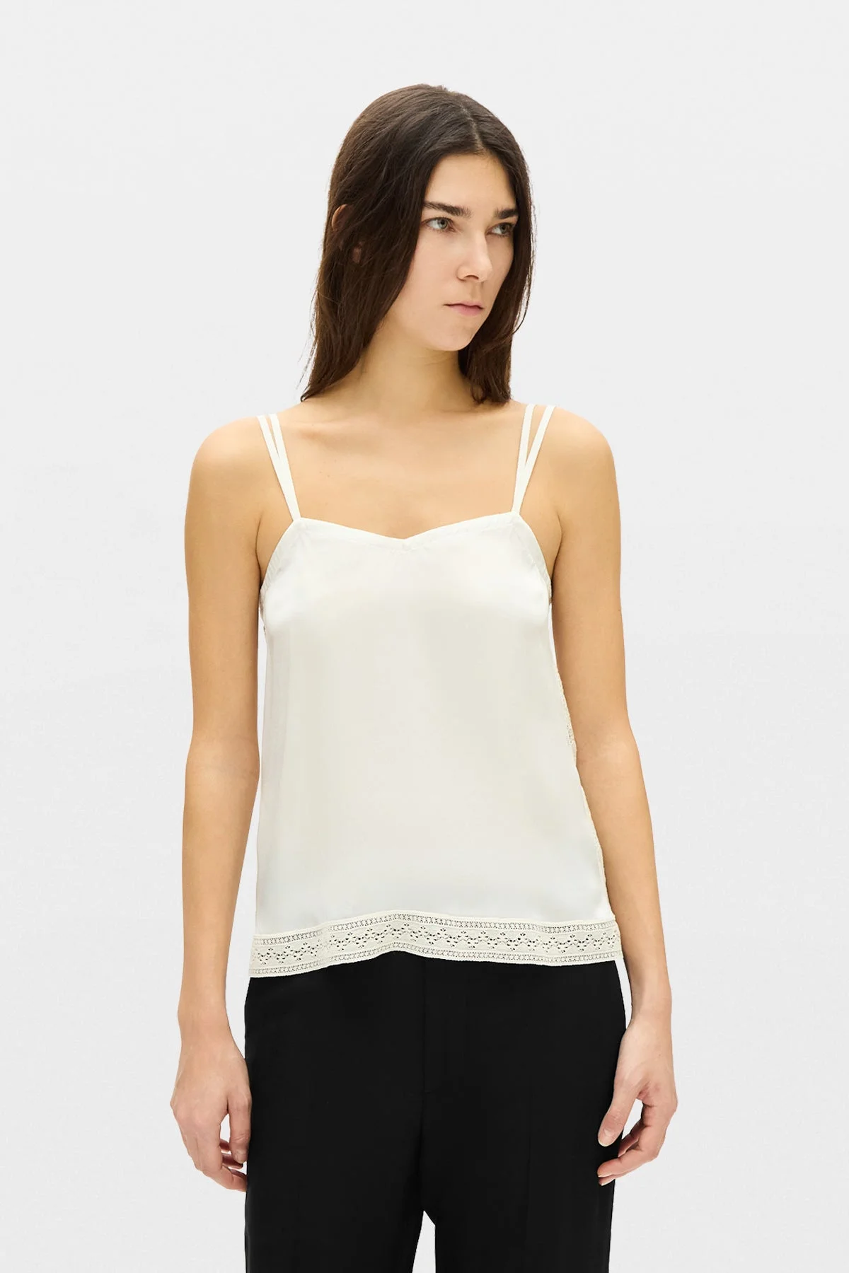 Iru Negligé Top with Long Ribbon Shoulder Straps - 1