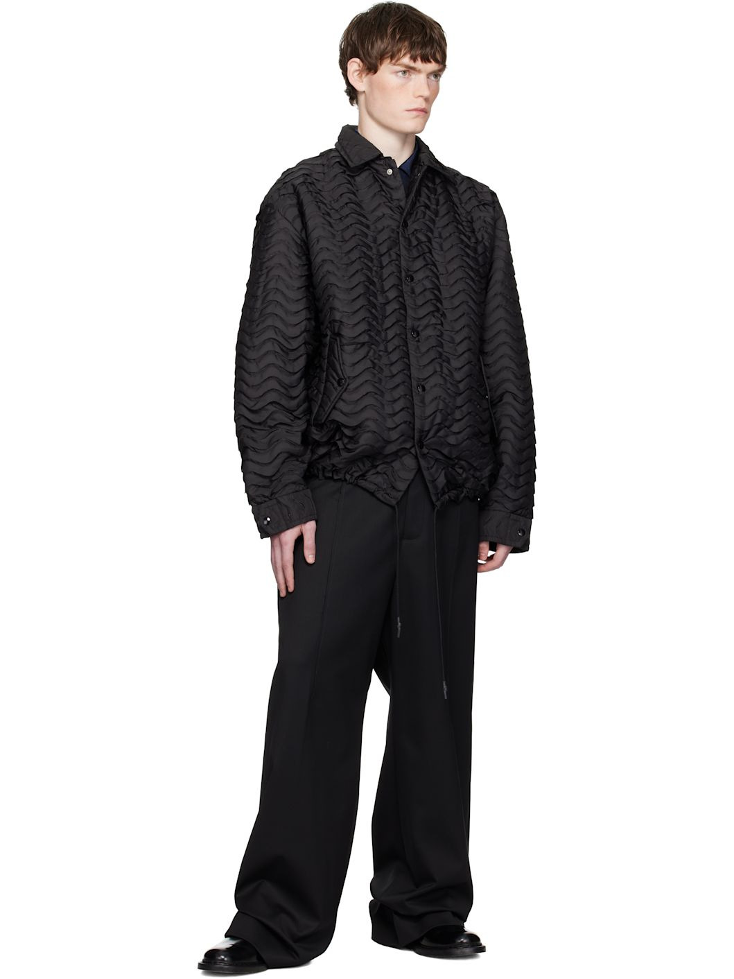 Black Wave Quilting Jacket - 4