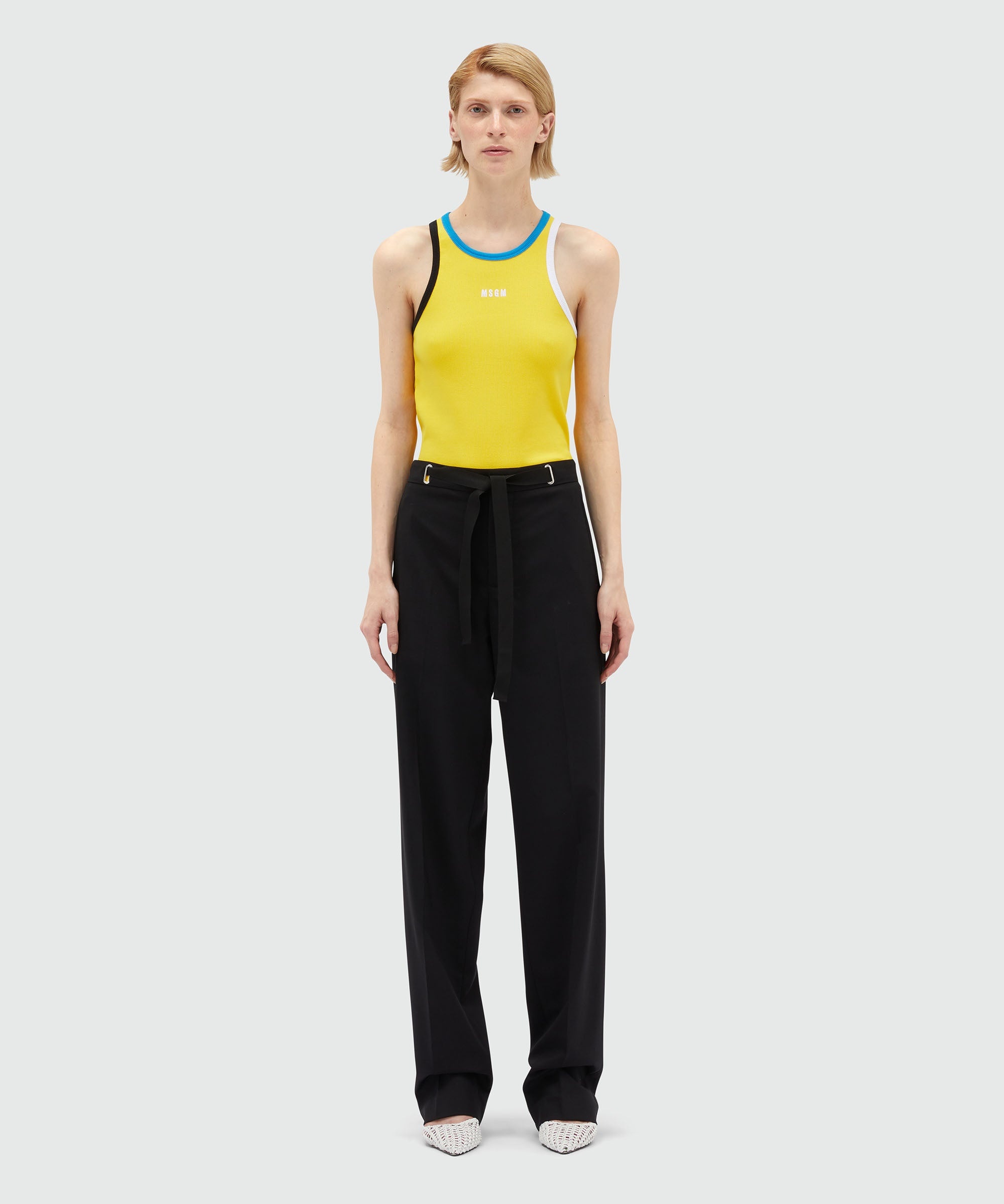 Black wool trousers with drawstring waist - 2