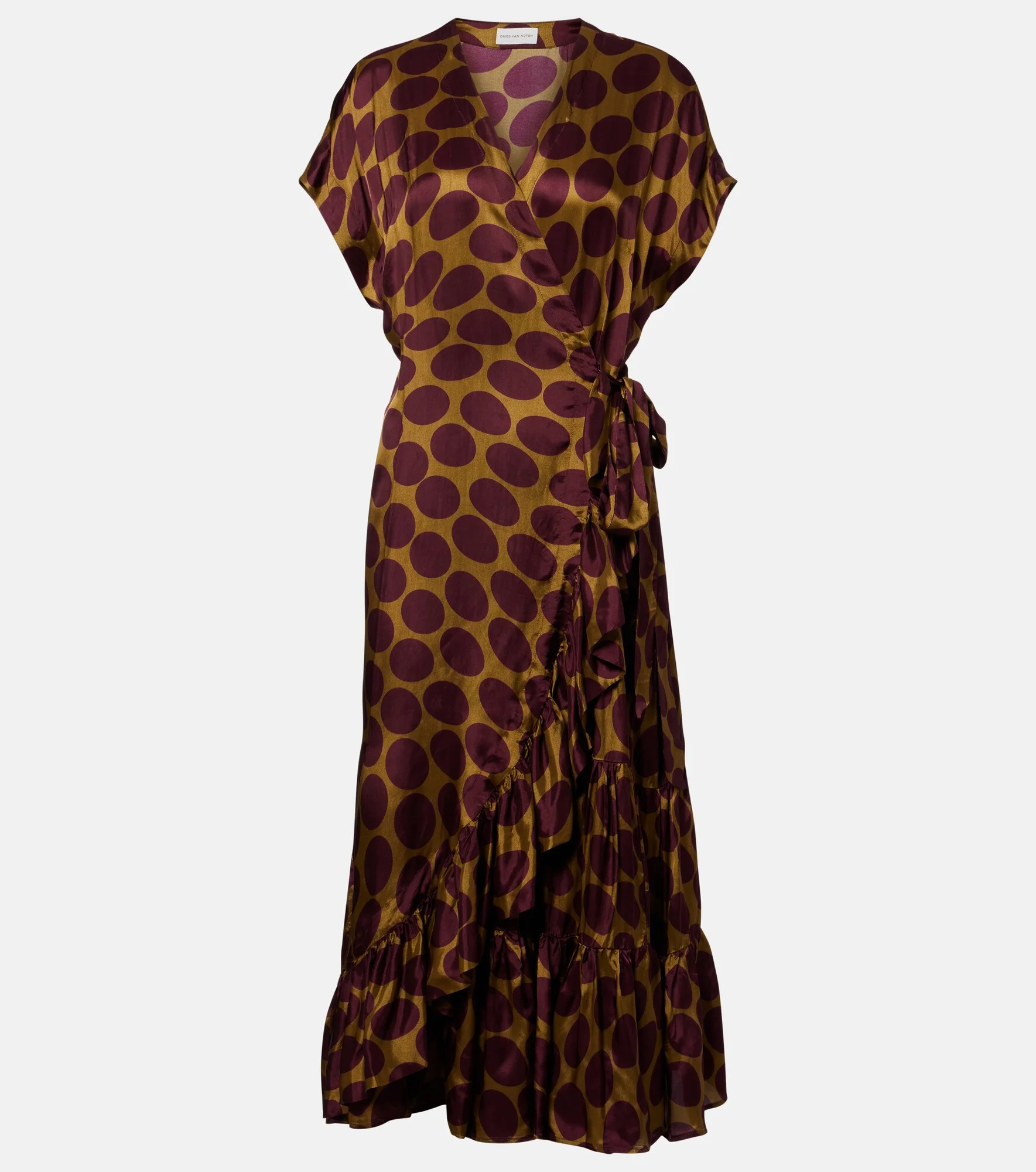 Polka-dot satin wrap dress - 1