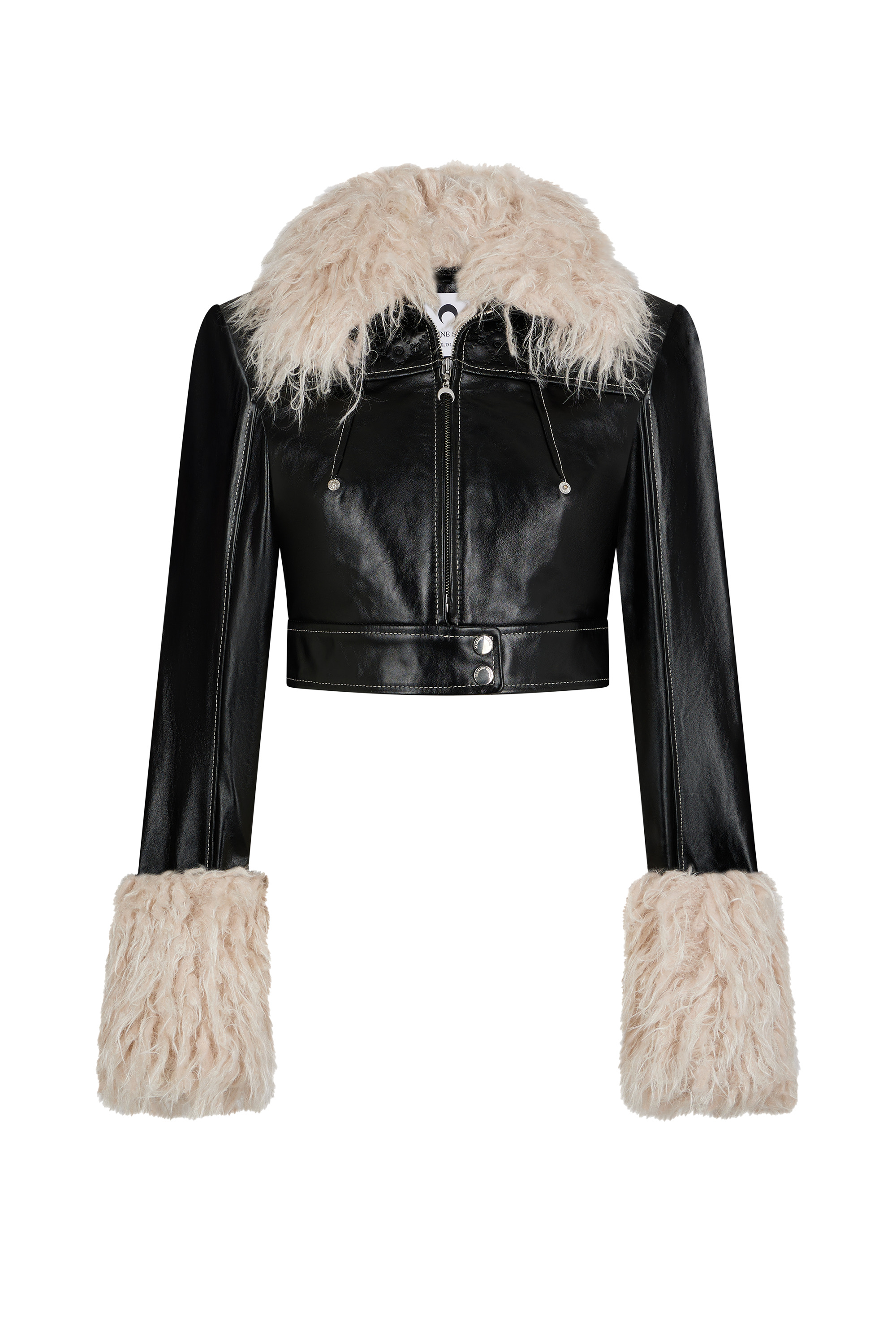 Embossed Leather Cropped Jacket - 1