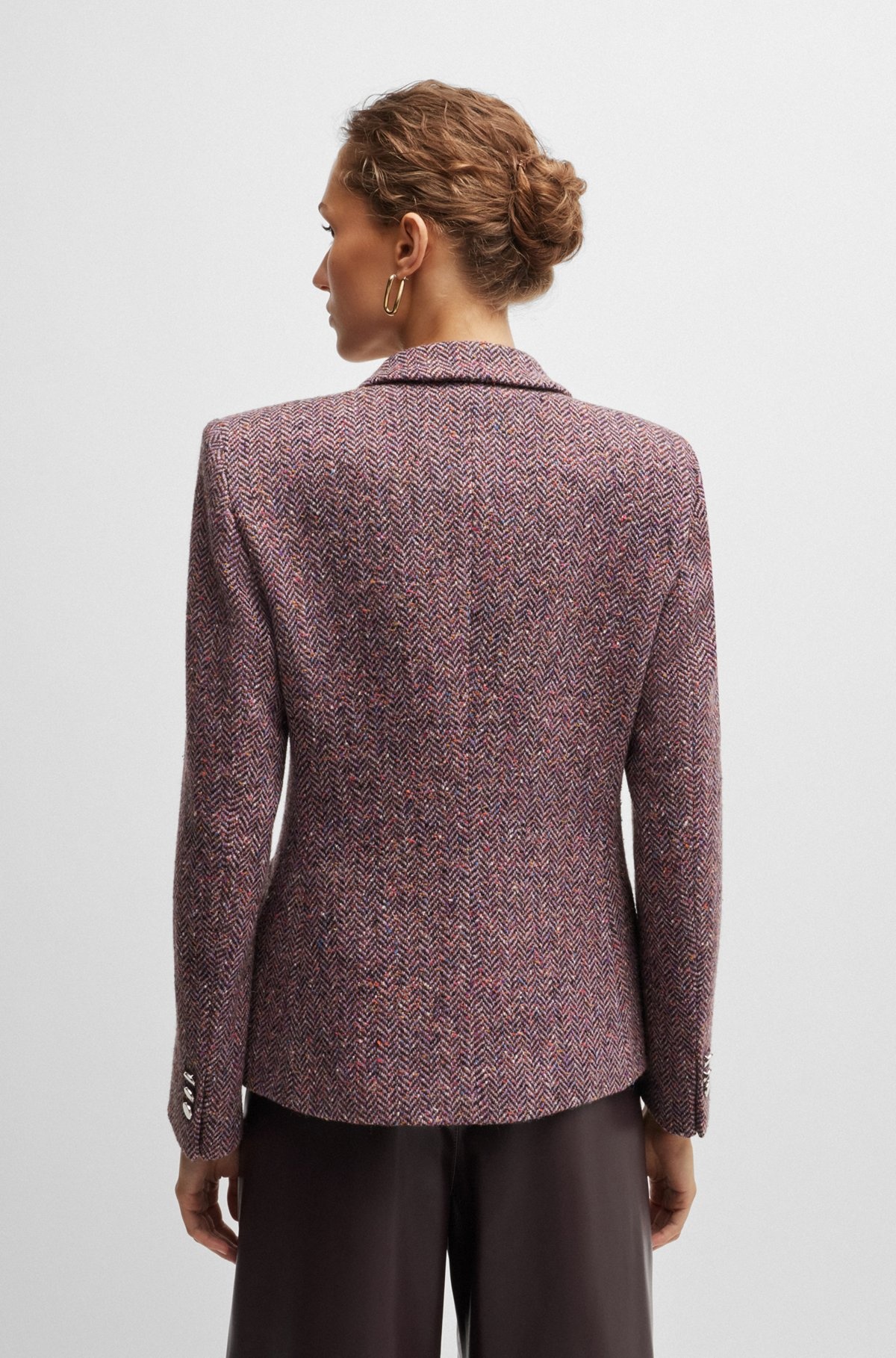 REGULAR-FIT JACKET IN HERRINGBONE TWEED BLENDED WITH SILK - 4