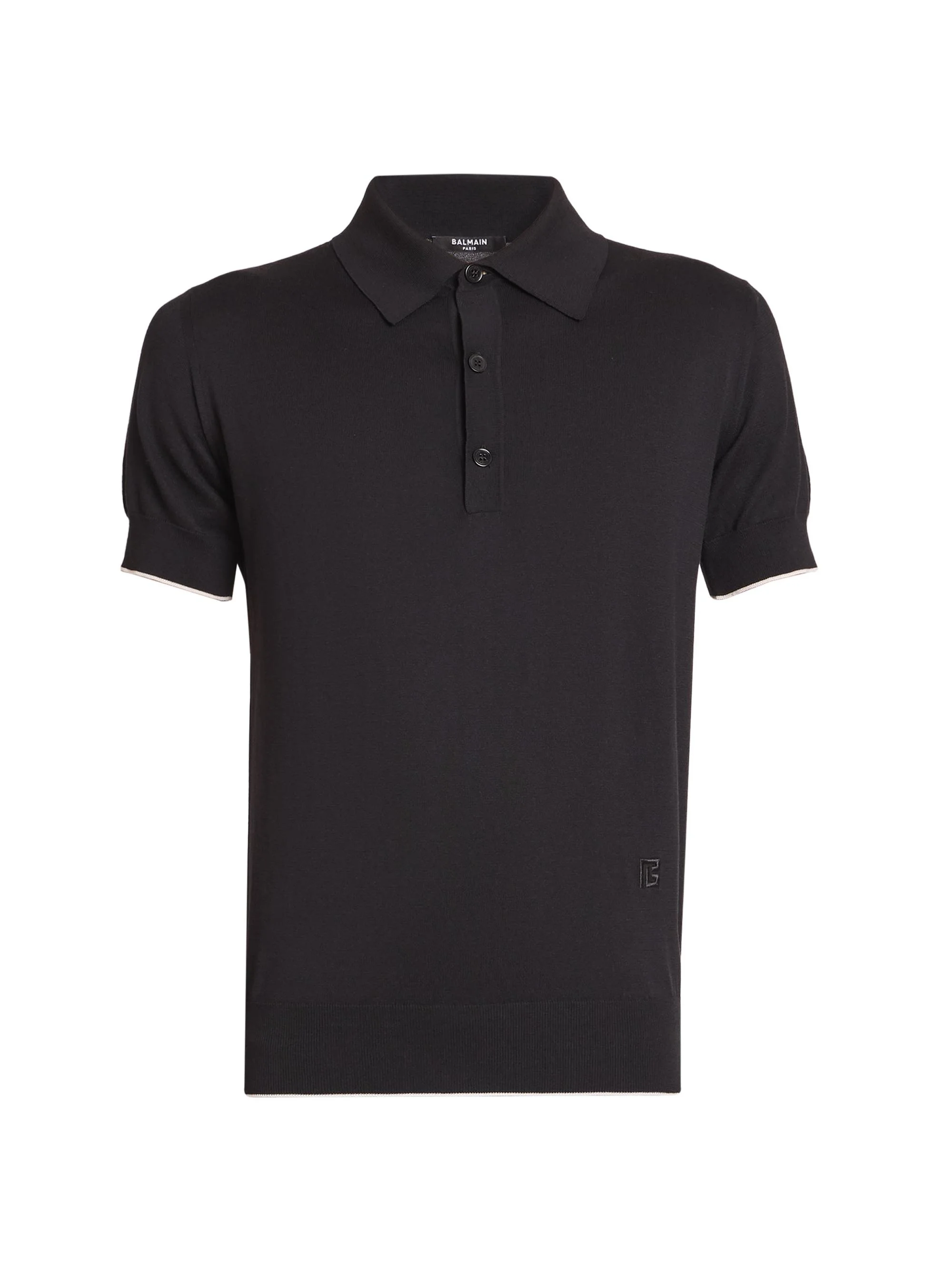 Men's Silk-Blend Knit Polo Shirt - Noir Blanc - 1