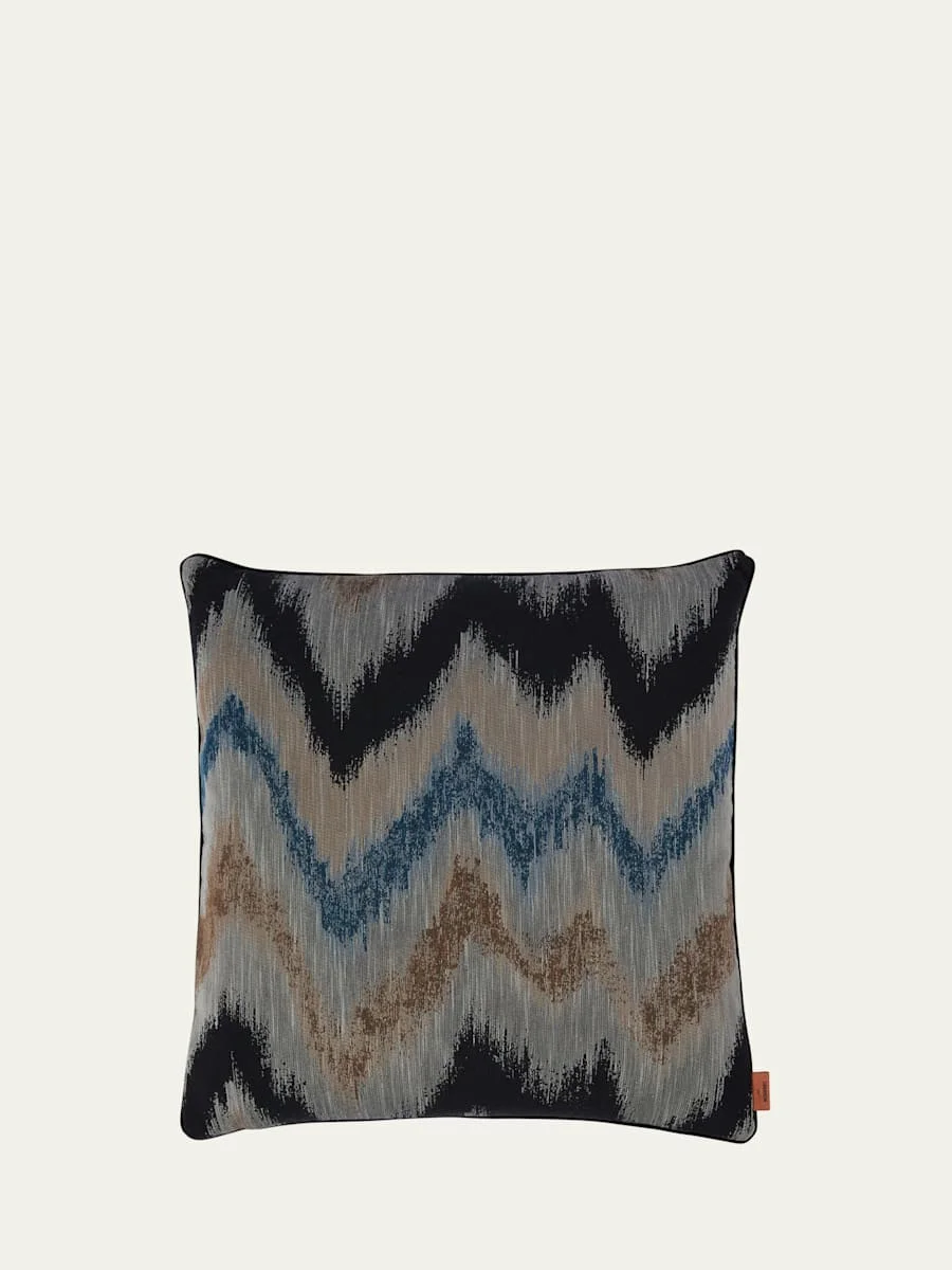 Ikat Chevron Decorative Pillow, 18" Square - 1