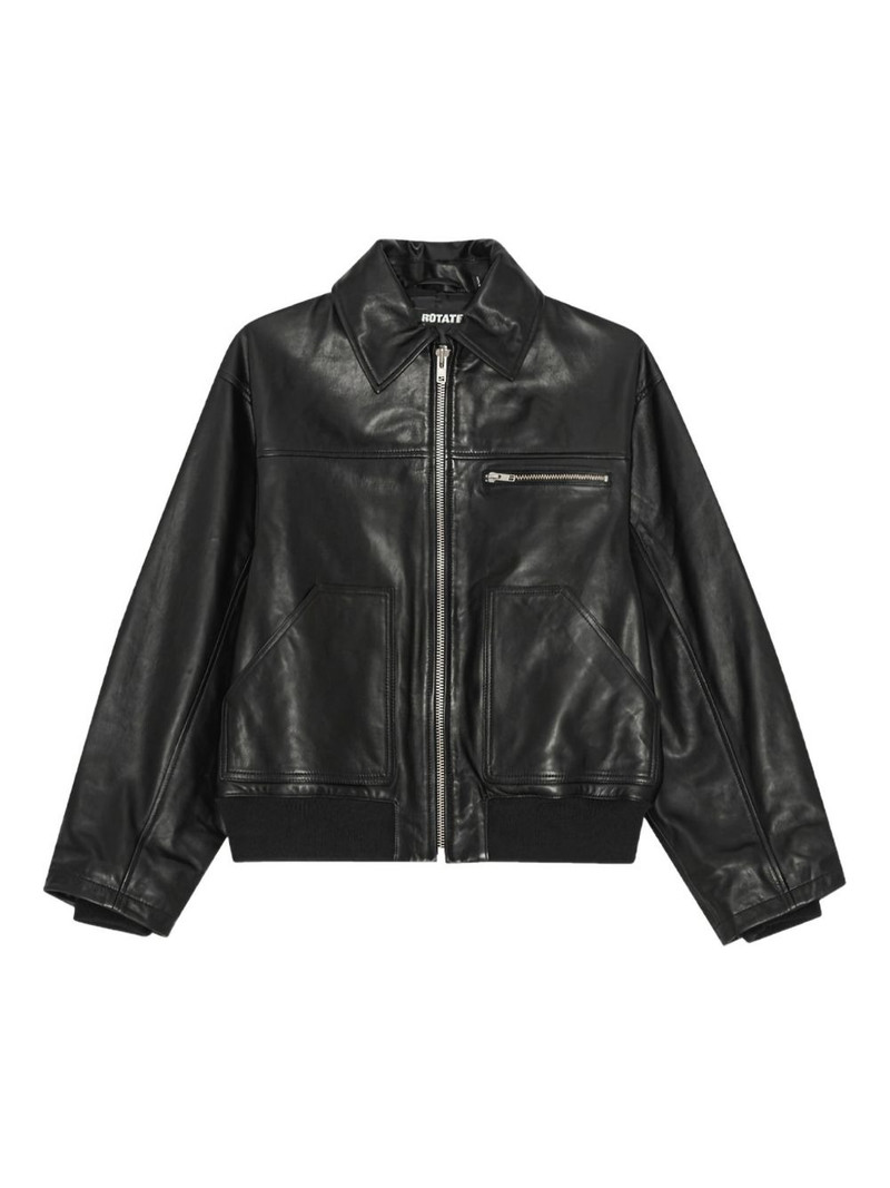 zip leather bomber jacket 1