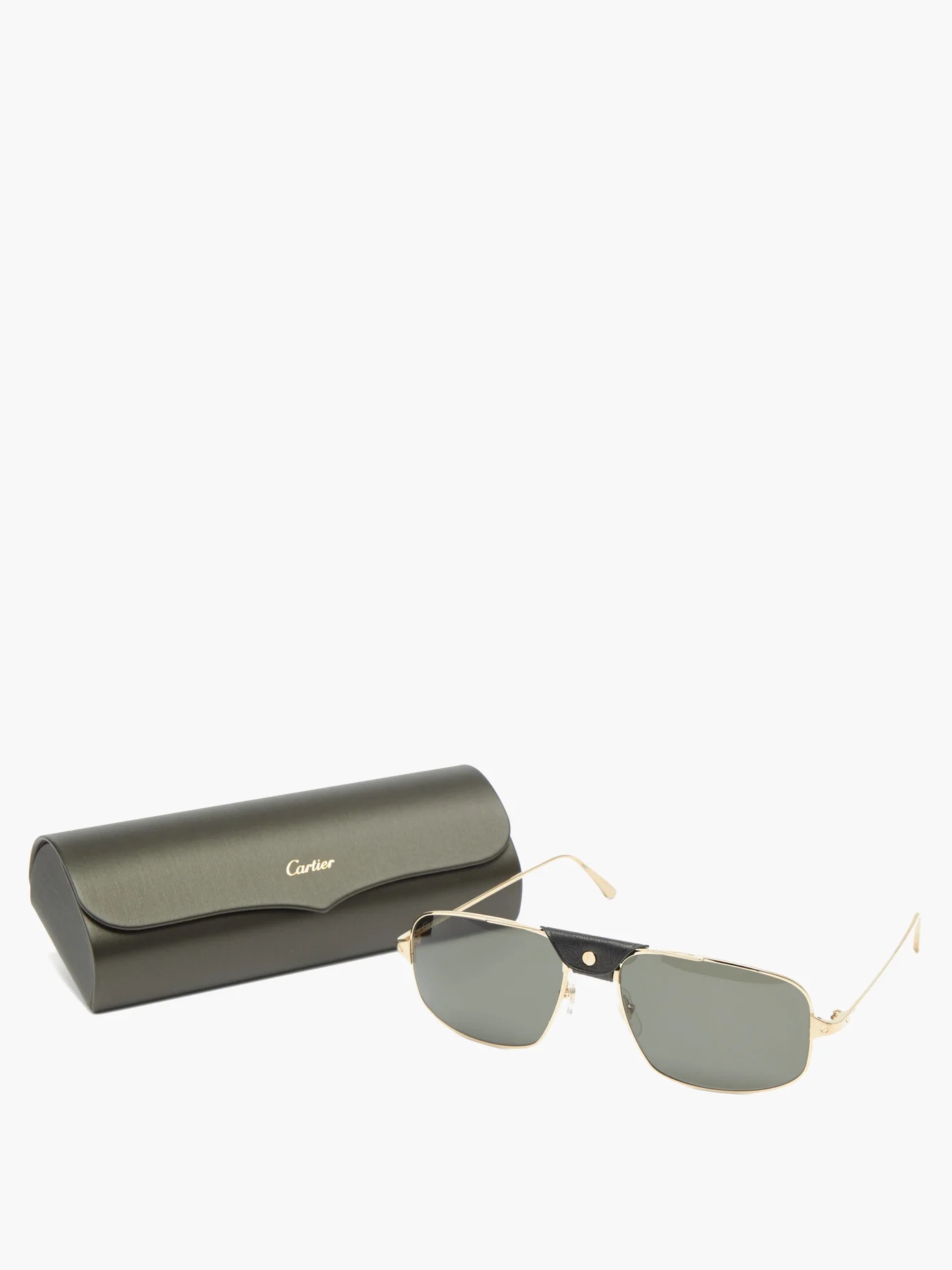 Leather-patch aviator metal sunglasses - 6