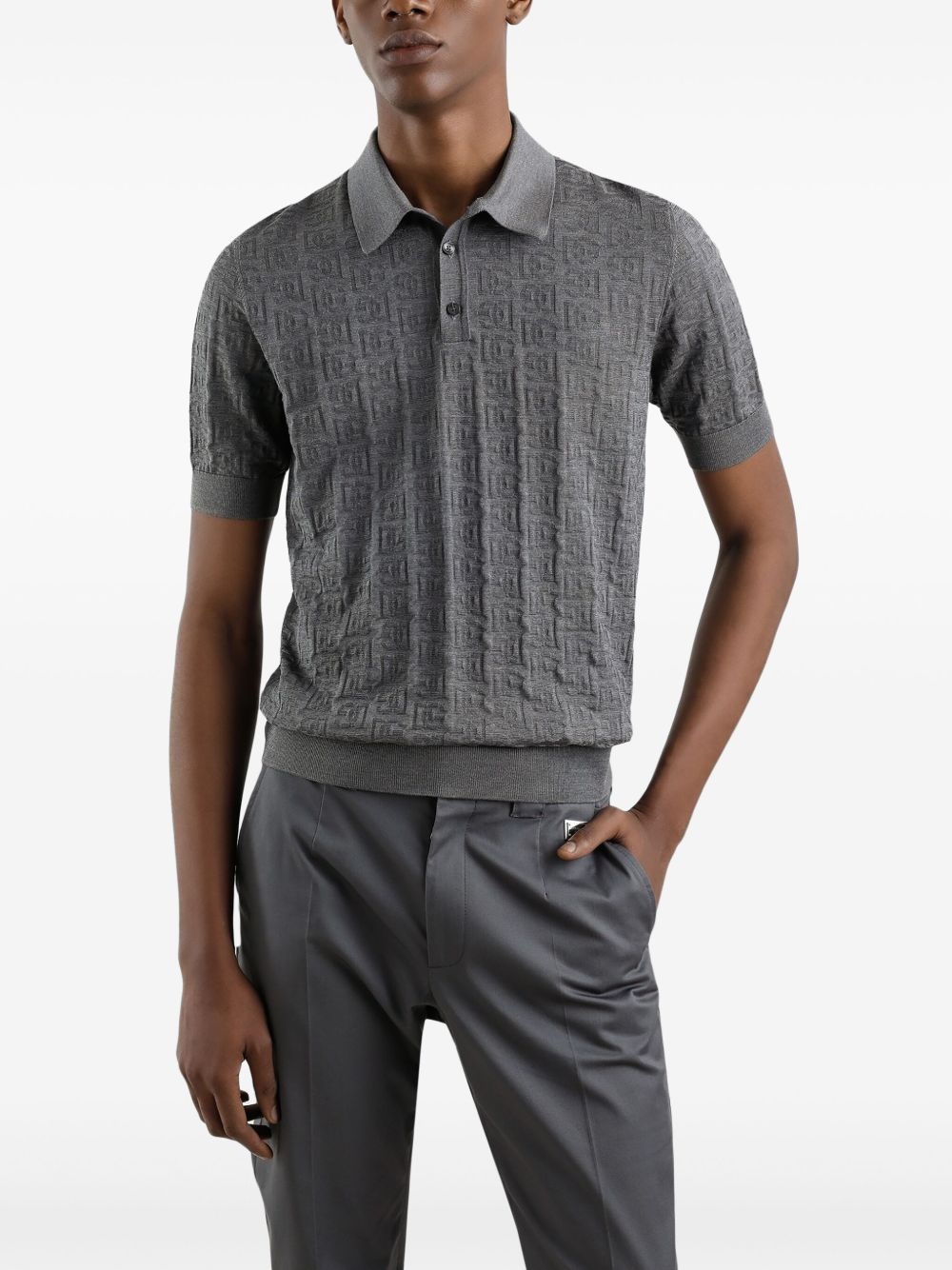 logo-jacquard polo shirt - 4